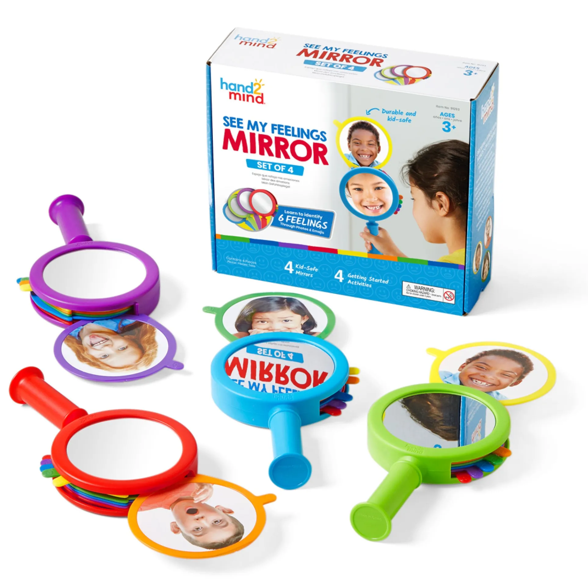 Hand2Mind See My Feelings Mirrors - Emotional Learning Set of 4