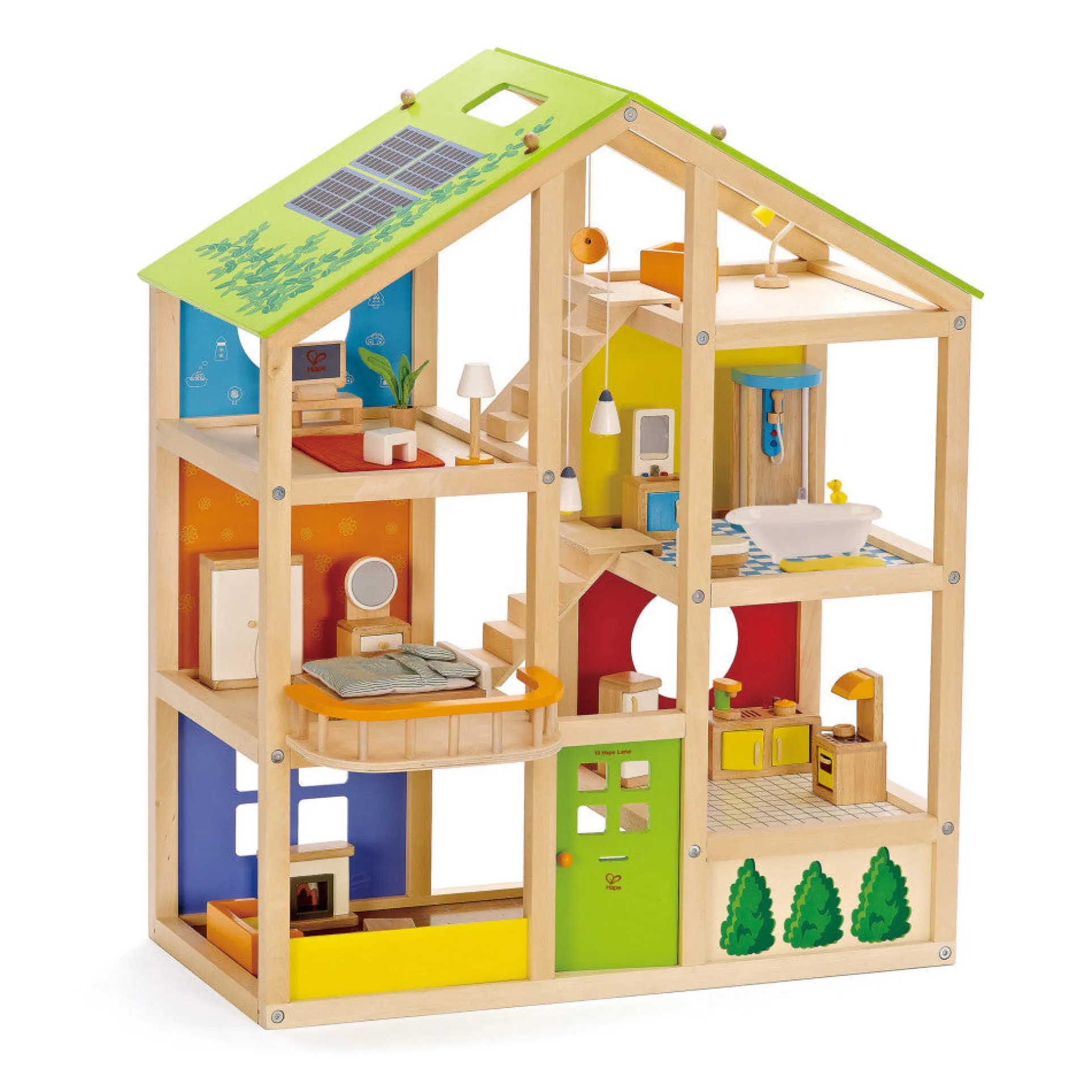 Hape All Seasons Wooden Dollhouse - Award-Winning 3-Story Playset