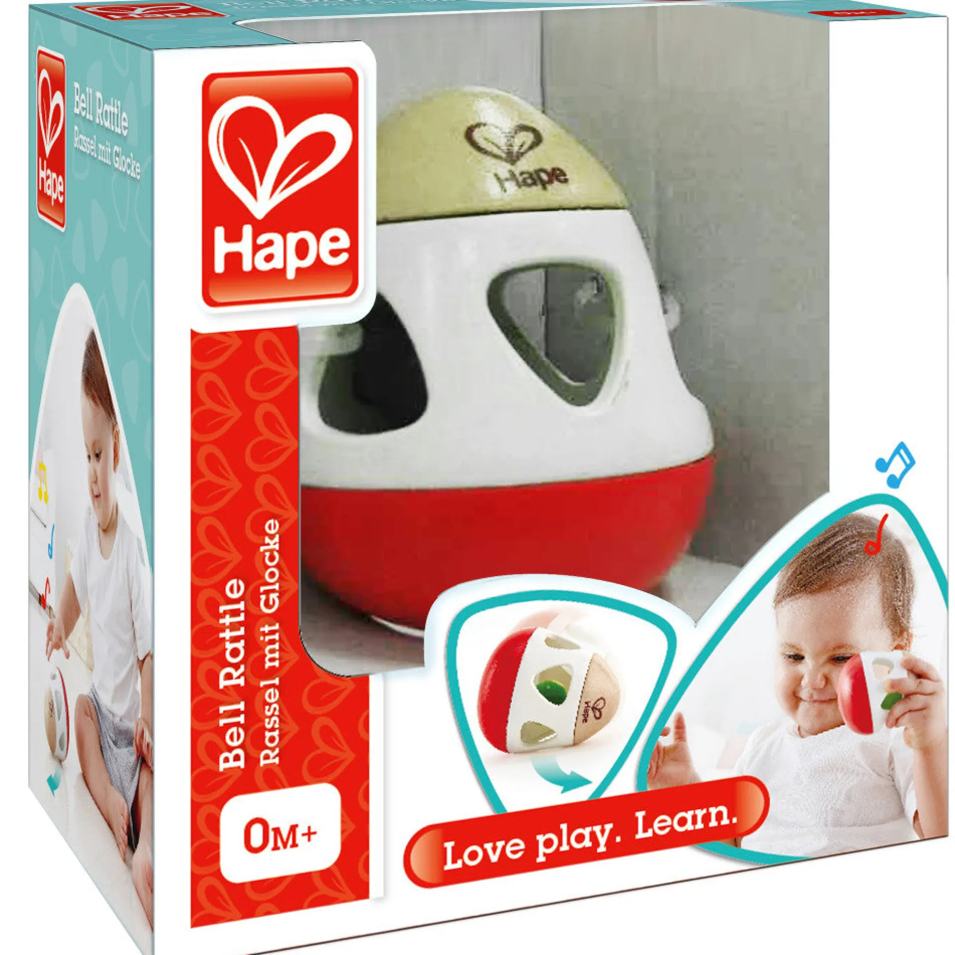 Hape Bell Rattle Toy – Vibrant Red, White & Green
