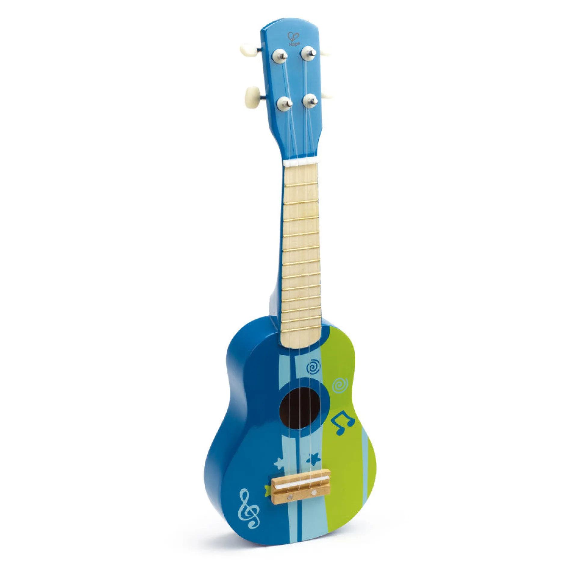 Hape Blue & Green Kid's Wooden Toy Ukulele, 21-Inch Musical Instrument