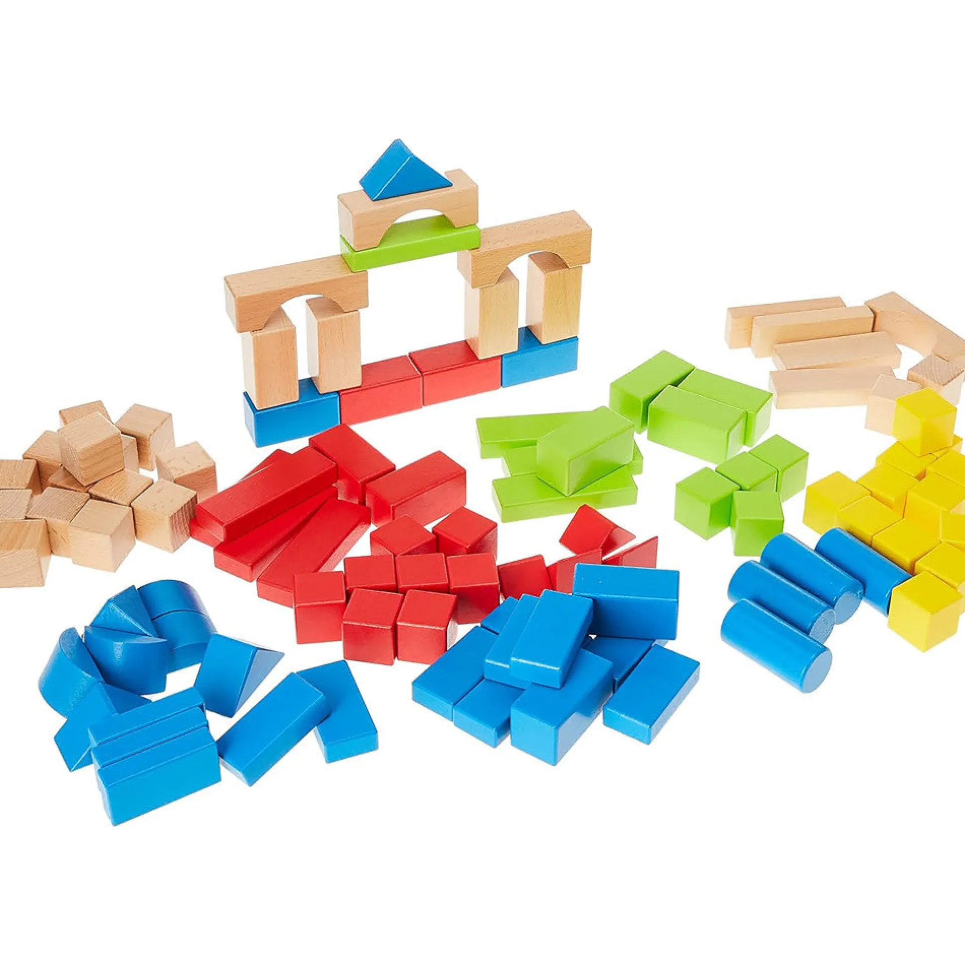 Hape Build Up & Away 100-Piece Colorful Wooden Block Set