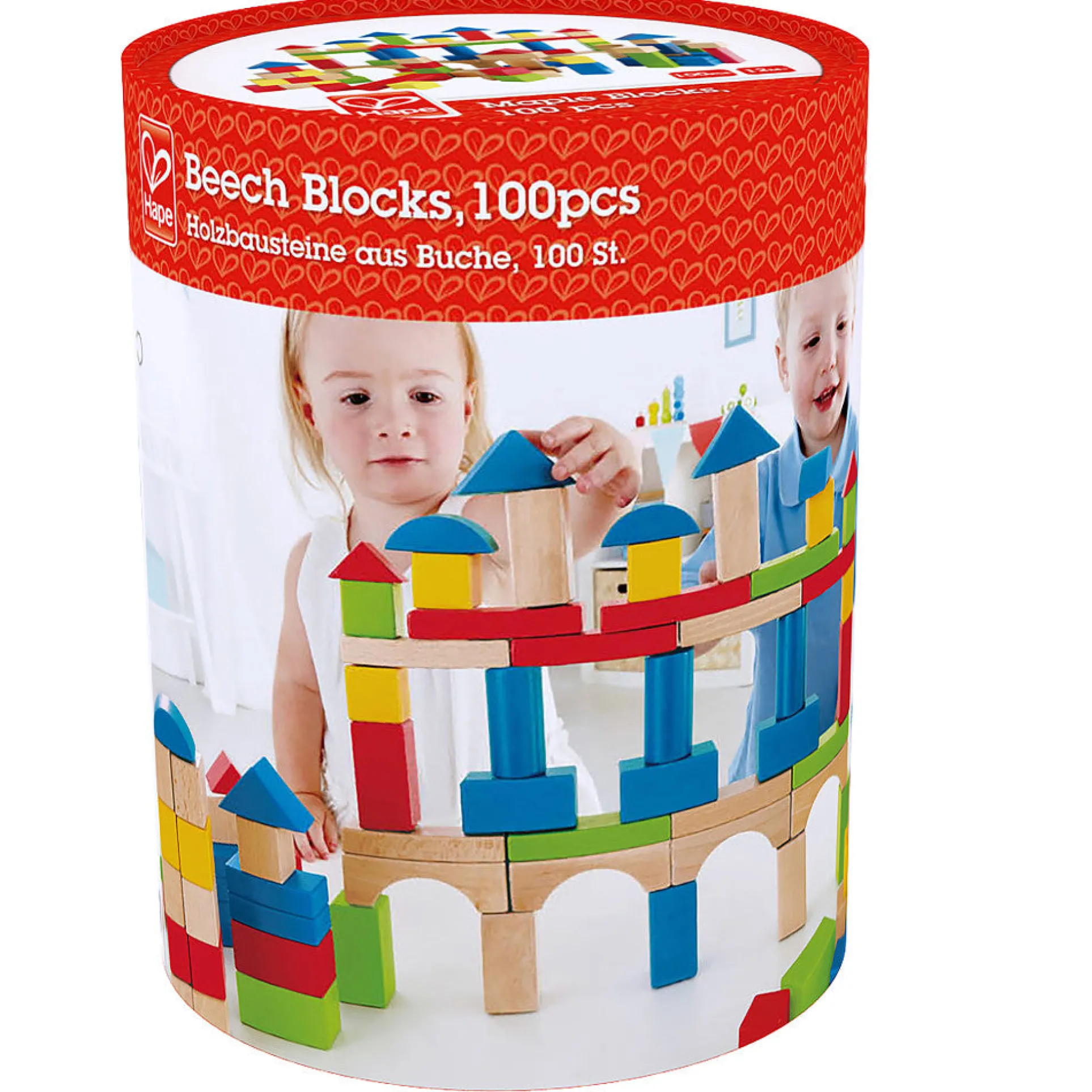 Hape Build Up & Away 100-Piece Colorful Wooden Block Set