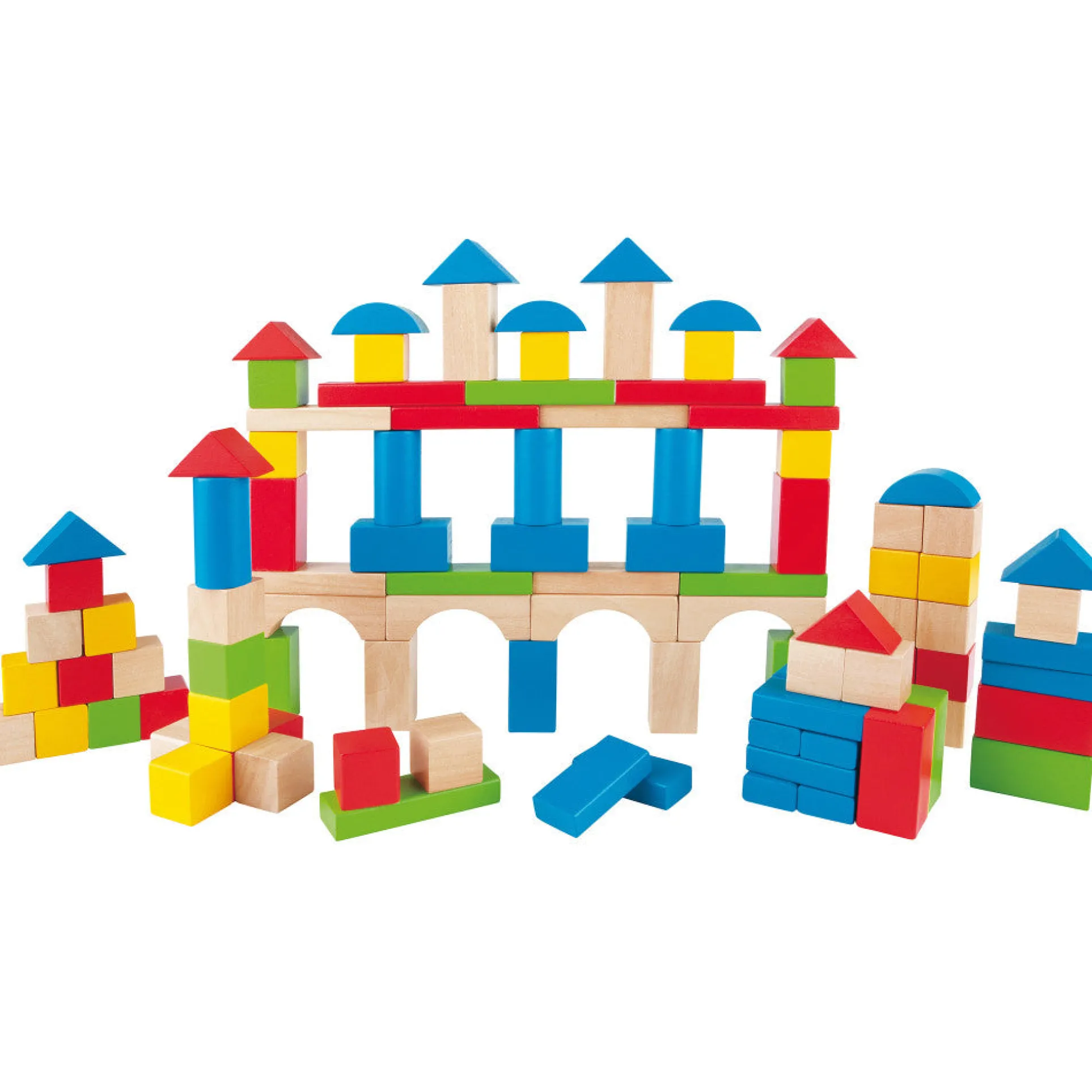 Hape Build Up & Away 100-Piece Colorful Wooden Block Set