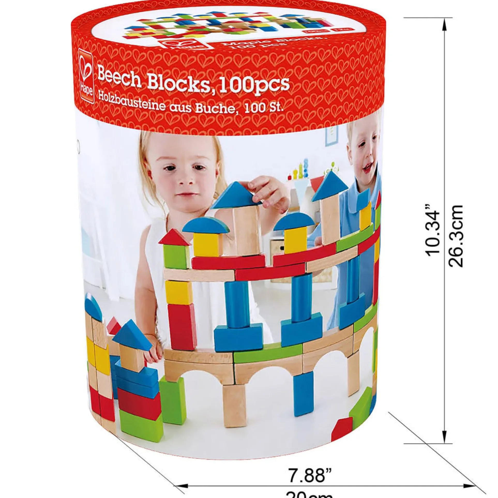 Hape Build Up & Away 100-Piece Colorful Wooden Block Set