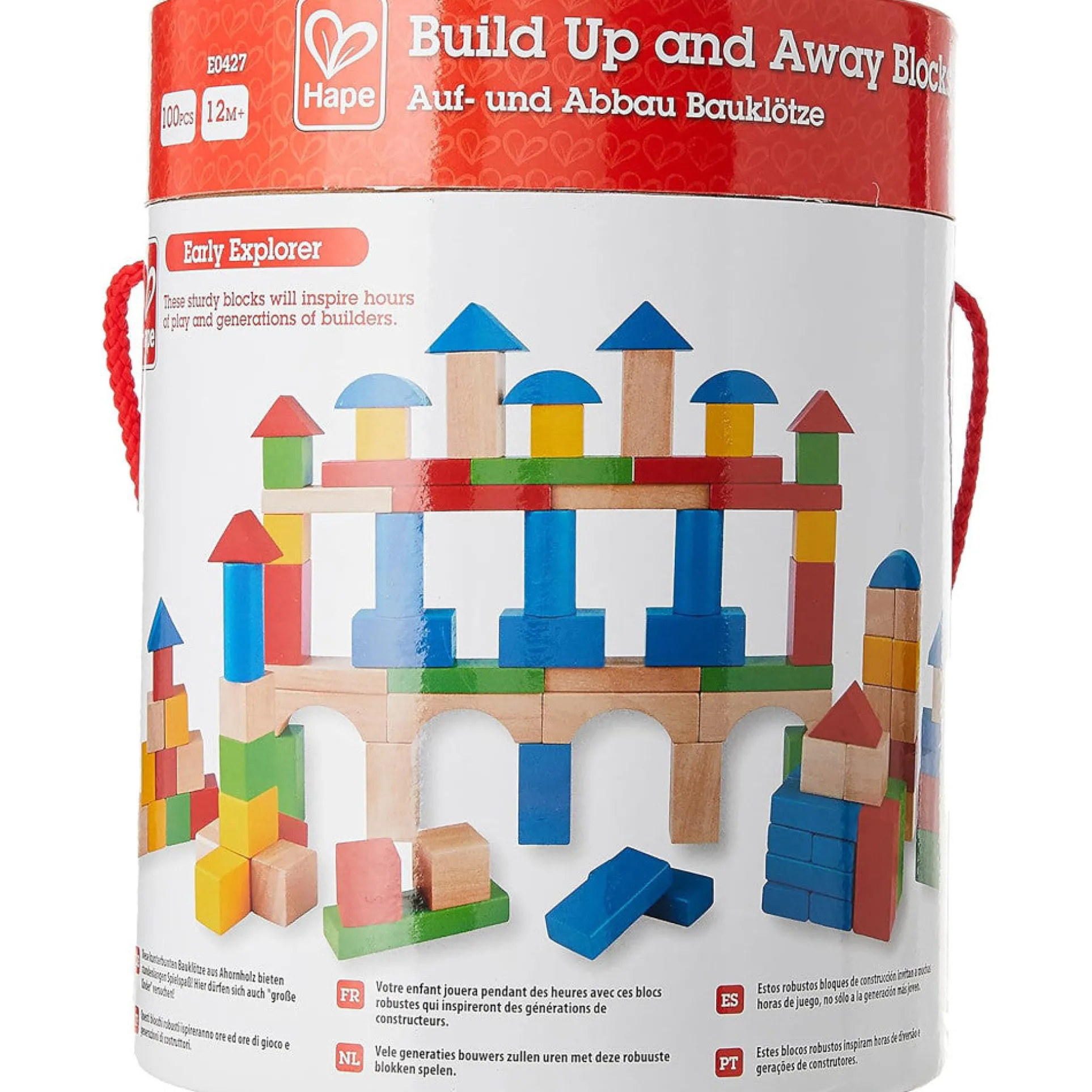 Hape Build Up & Away 100-Piece Colorful Wooden Block Set