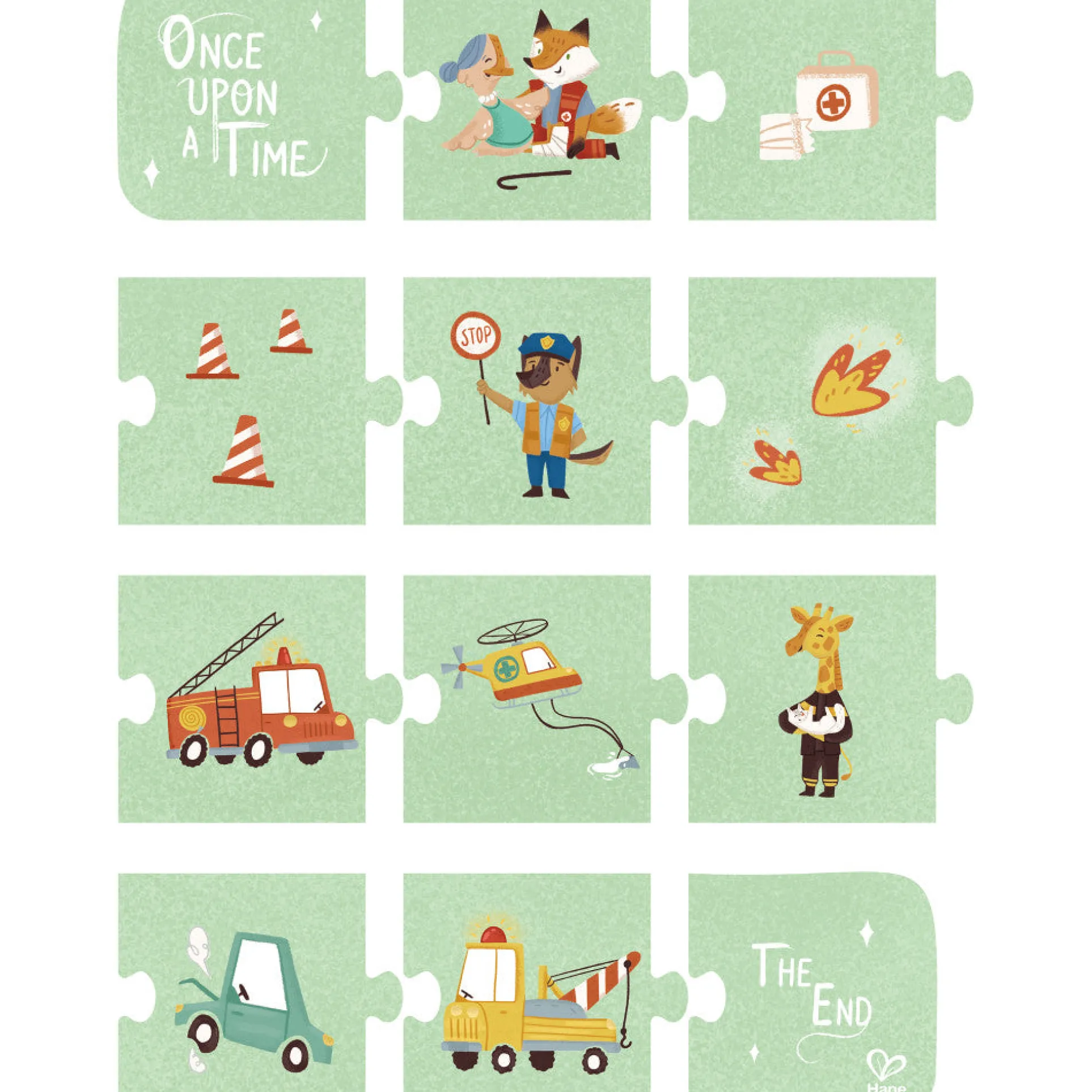 Hape Colorful Rescue Vehicles 4-in-1 Puzzle Set