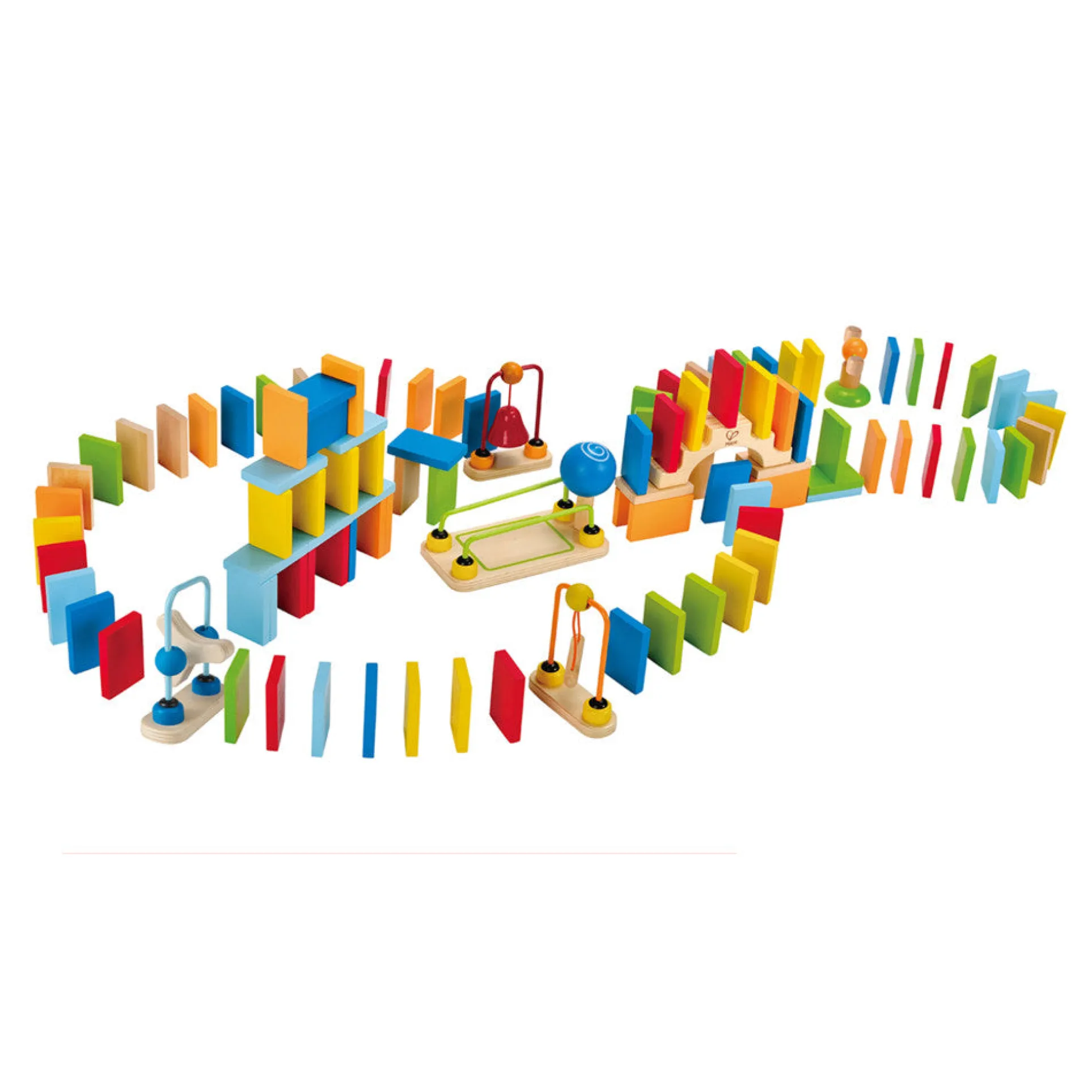 Hape Dynamo Wooden Domino Set - 107-Piece Colorful Interactive Playset