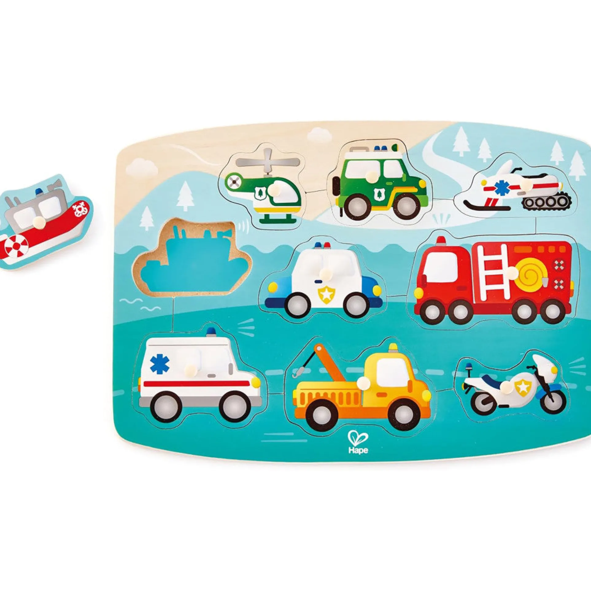 Hape Emergency Services 10pc Wooden Peg Puzzle