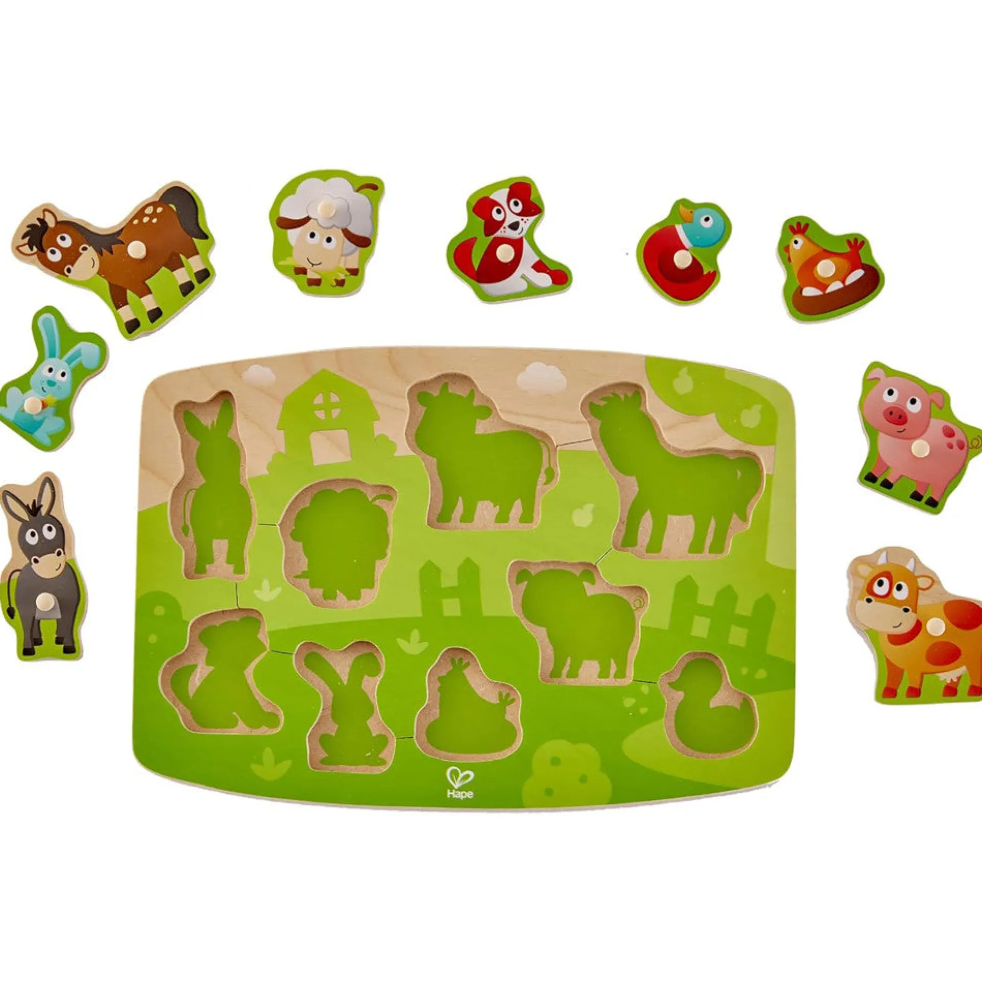 Hape Farmyard Wooden Peg Puzzle - 10pc