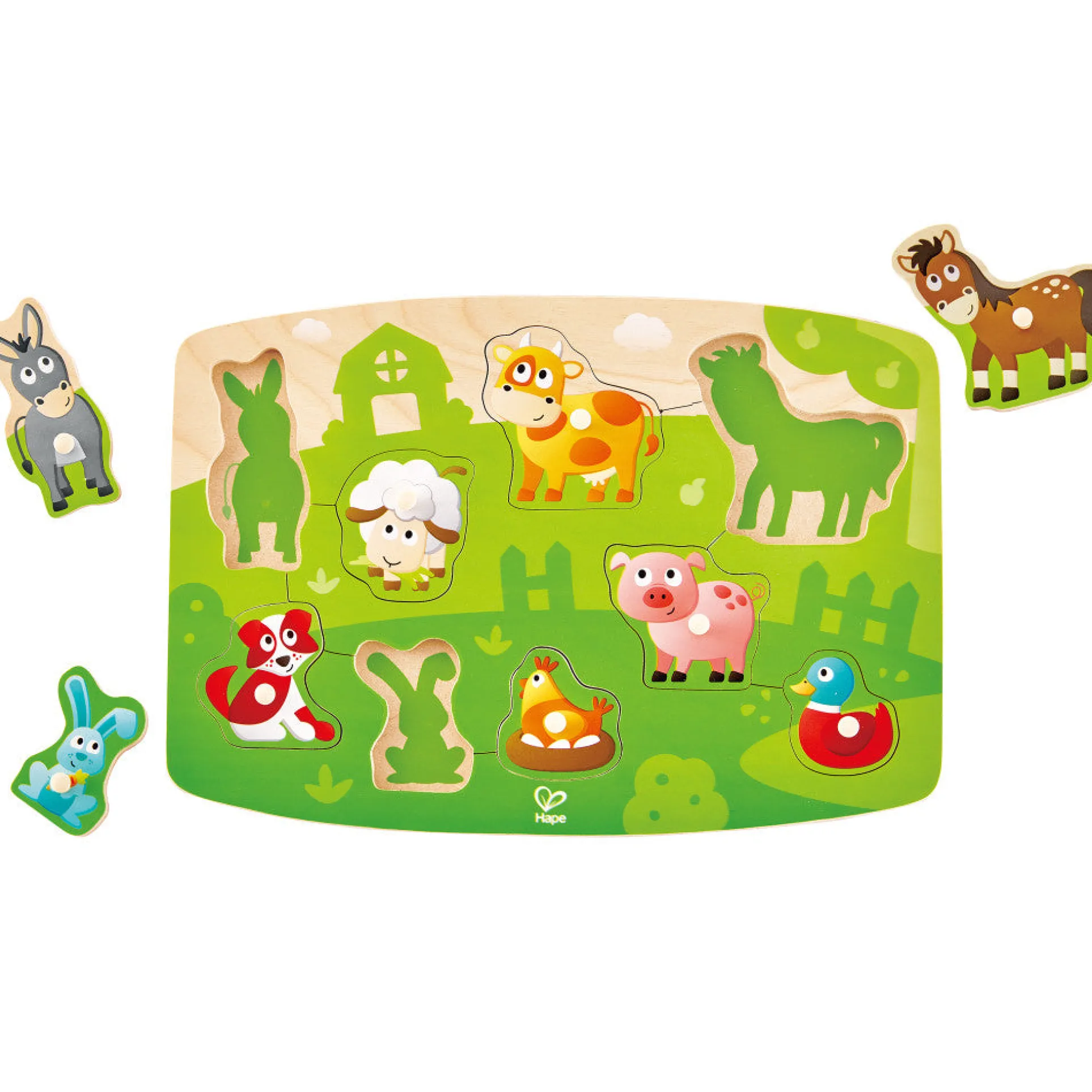 Hape Farmyard Wooden Peg Puzzle - 10pc