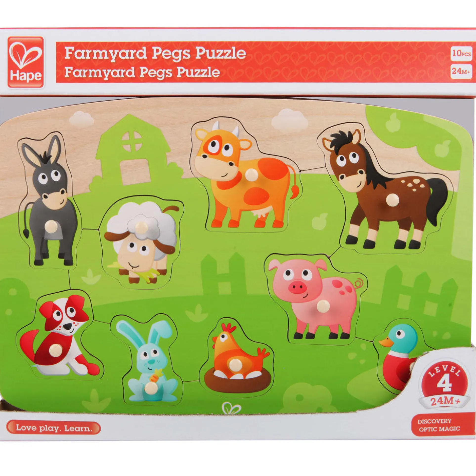 Hape Farmyard Wooden Peg Puzzle - 10pc