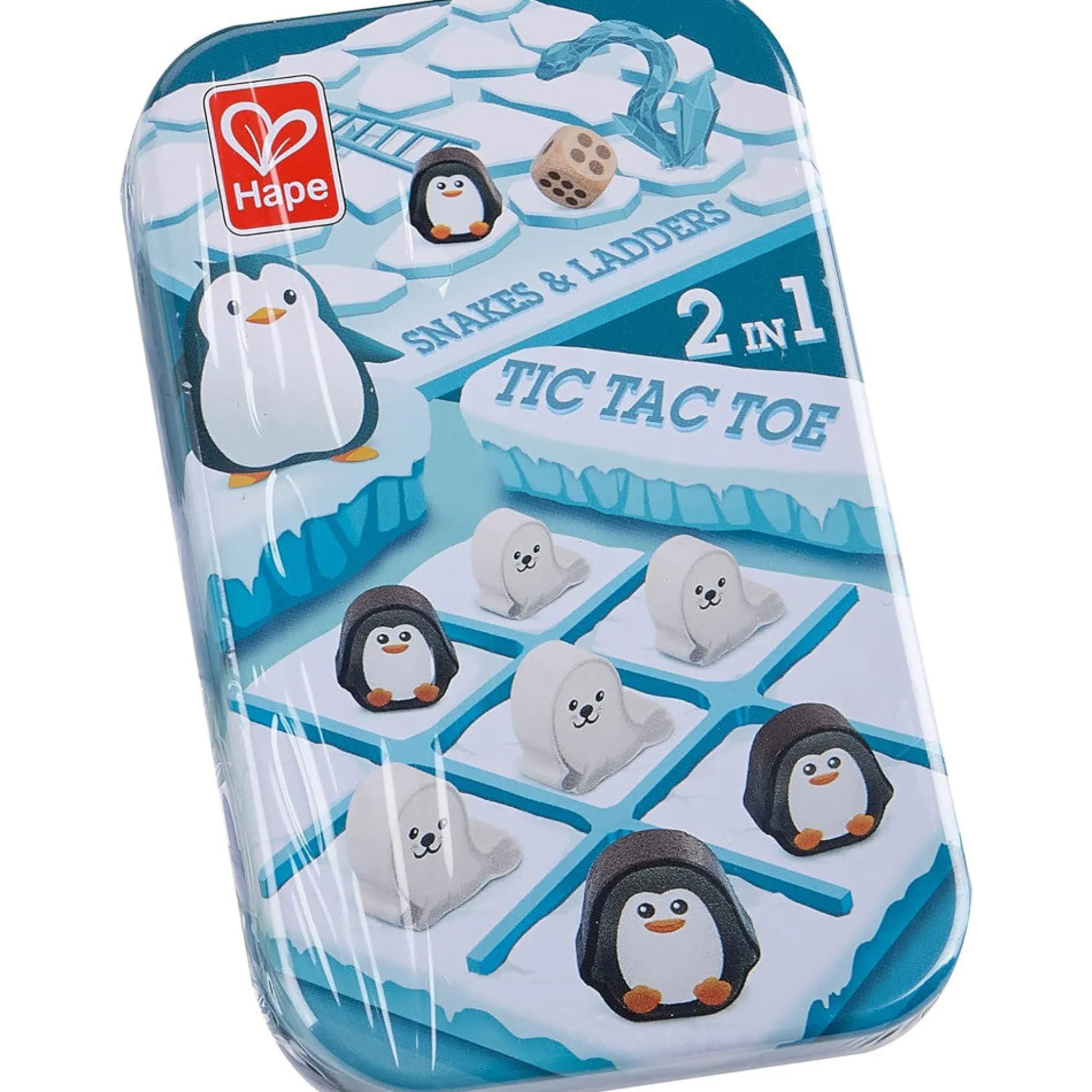 Hape 2-in-1 Tic Tac Toe & Snakes and Ladders Travel Tin Game
