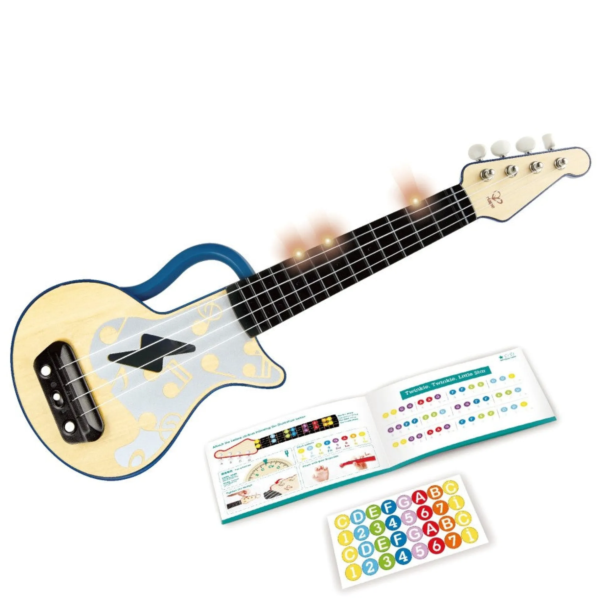 Hape Learn With Lights Blue Electronic Ukulele