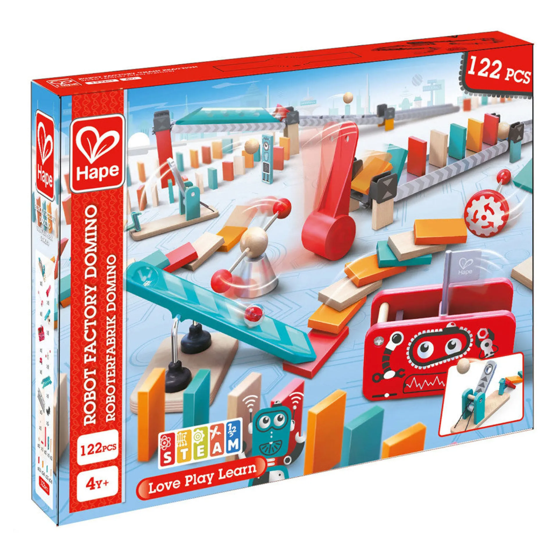 Hape Robot Factory Wooden Domino Ball Set - Double-Sided Interactive Playset