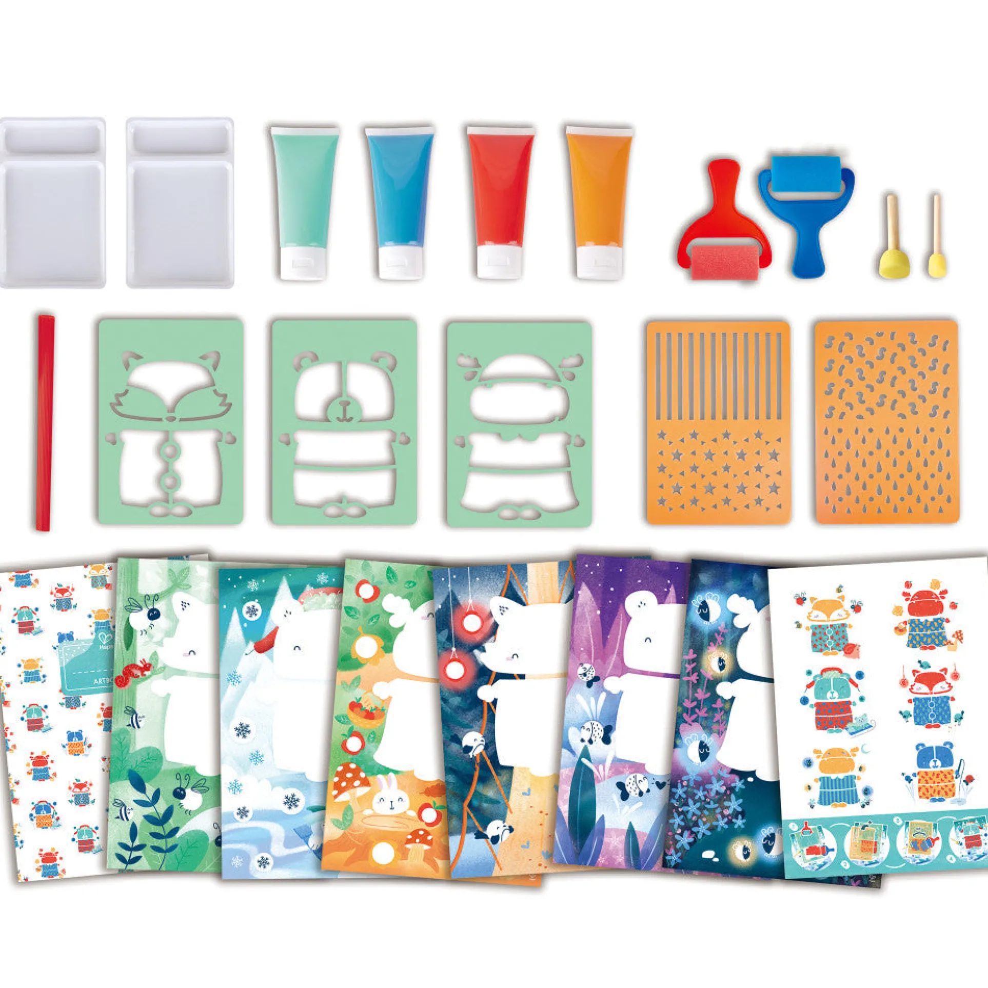 Hape Sponge Painting Fun 24pc Art Set with Stencils and Rollers
