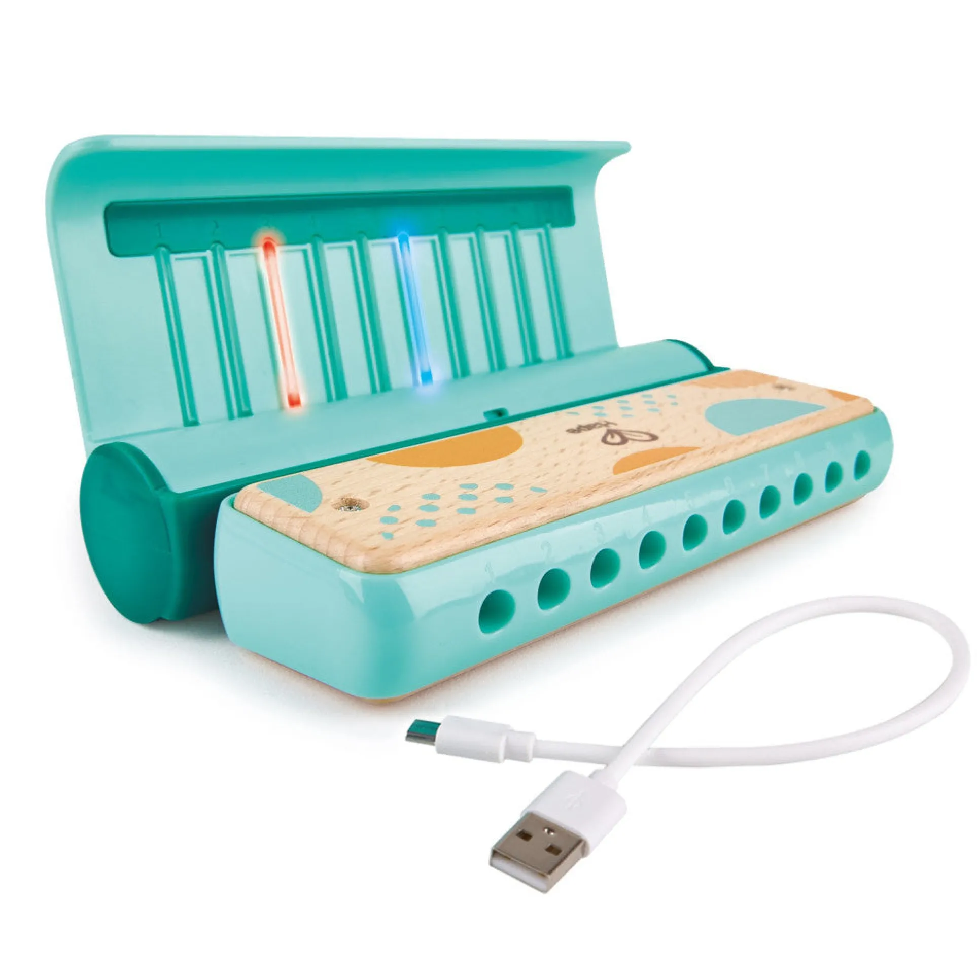 Hape Teal Learn With Lights Harmonica for Toddlers & Kids