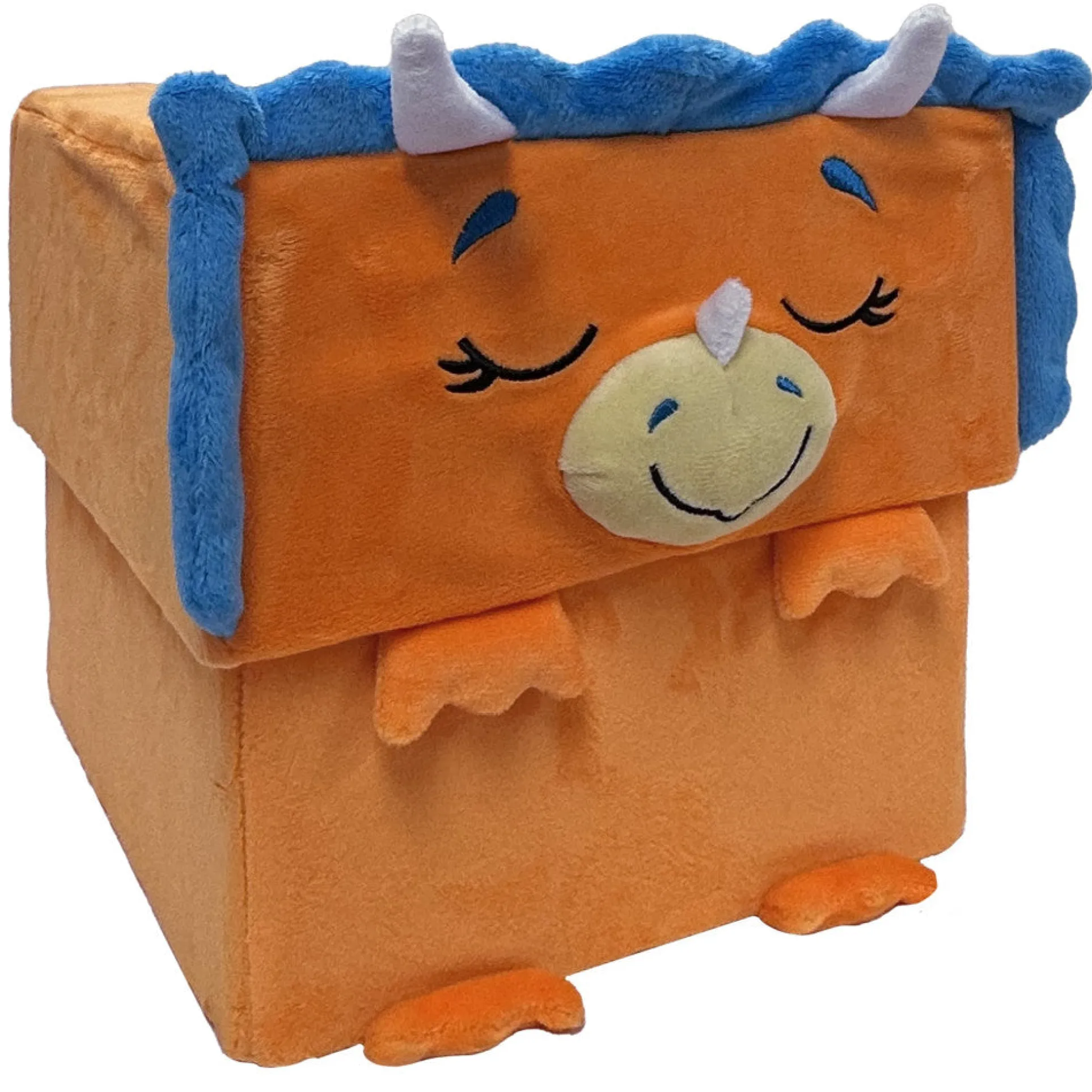 Happy Nappers Dino Triceratops 15 inch Plush Toy - Brown/Blue