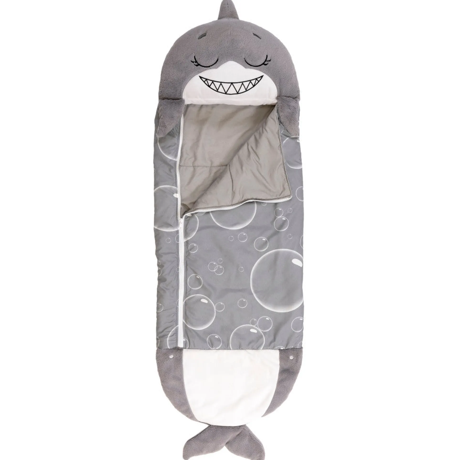 Happy Nappers Large 66 inch Grey Shark Pillow & Sleepy Sack - Kids 7+