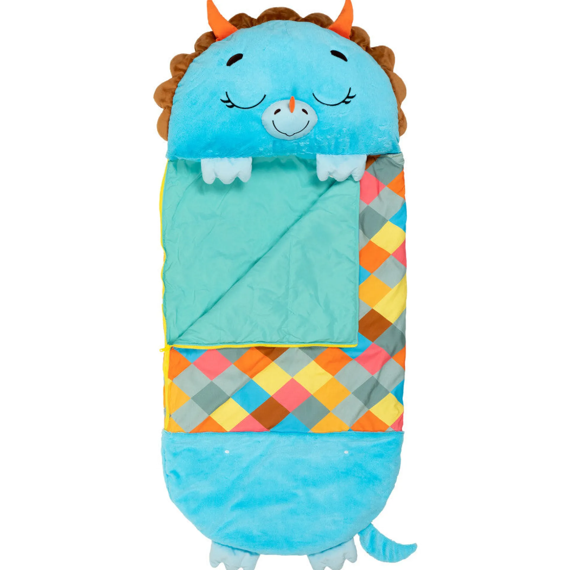 Happy Nappers Triceratops Timmy 54 Inch Plush Pillow & Sleepy Sack - Medium