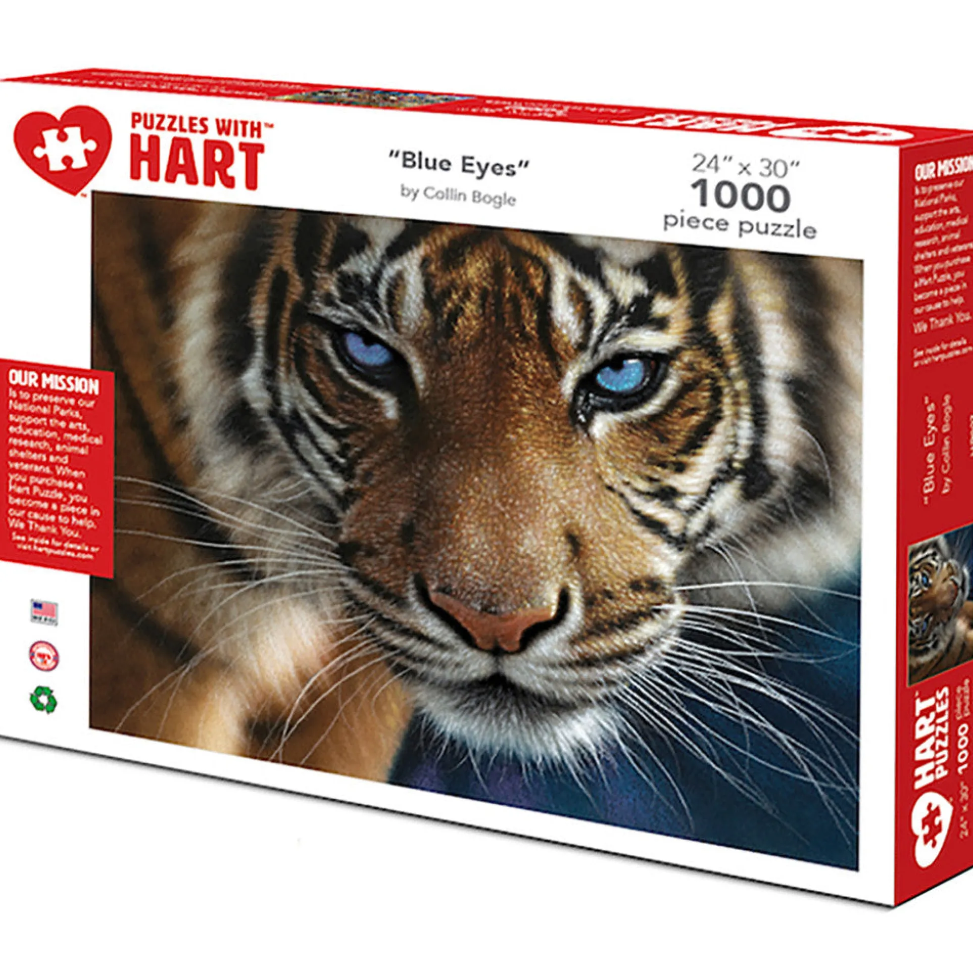 Hart Puzzles Blue Eyes Tiger by Colin Bogle - 1000 pc Puzzle