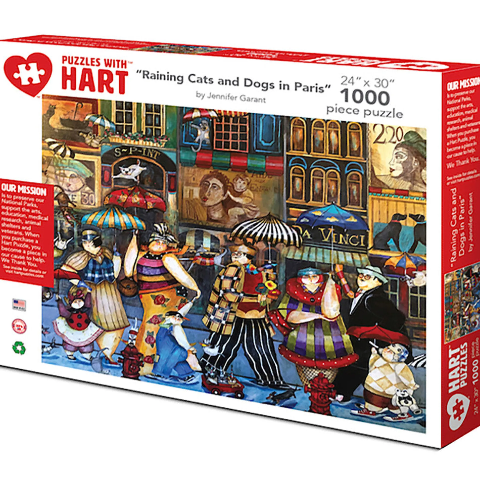 Hart Puzzles Raining Cats and Dogs in Paris Jigsaw Puzzle - 1000 pc