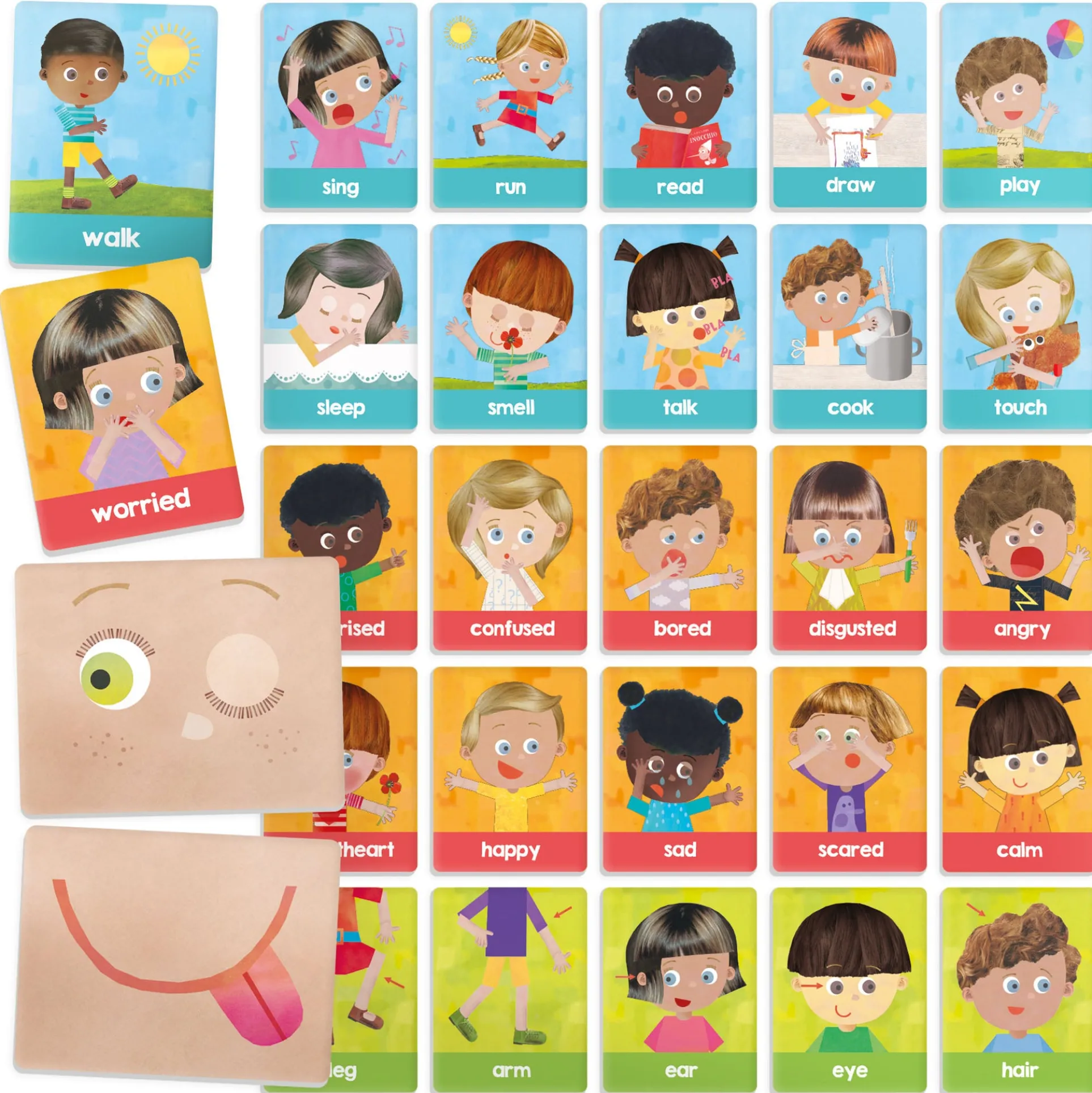 Headu Montessori Emotions & Actions Learning Flashcards - Interactive Educational Toy