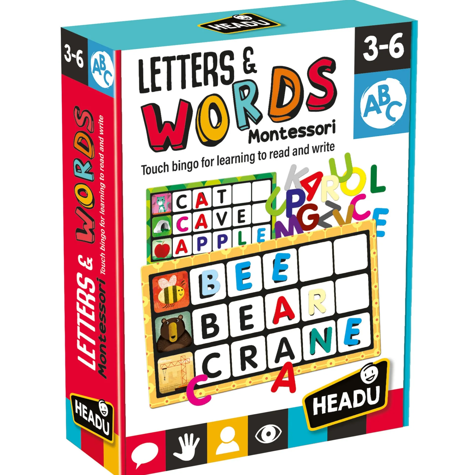 Headu Montessori Touch Bingo - Learn Letters & Words Game