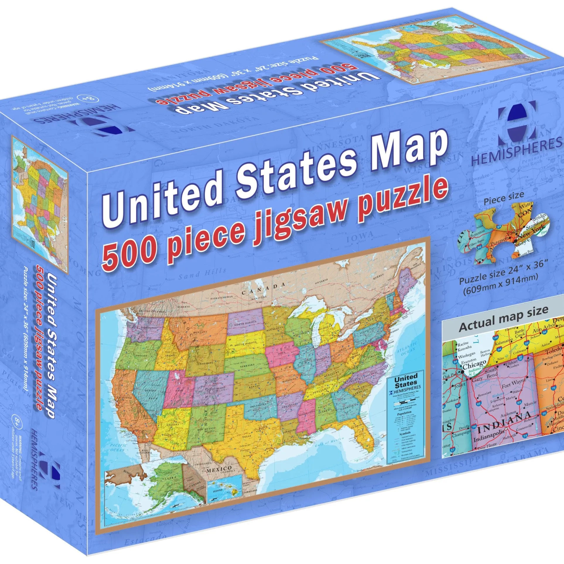 Hemispheres USA Map Jigsaw Puzzle - 500 pc