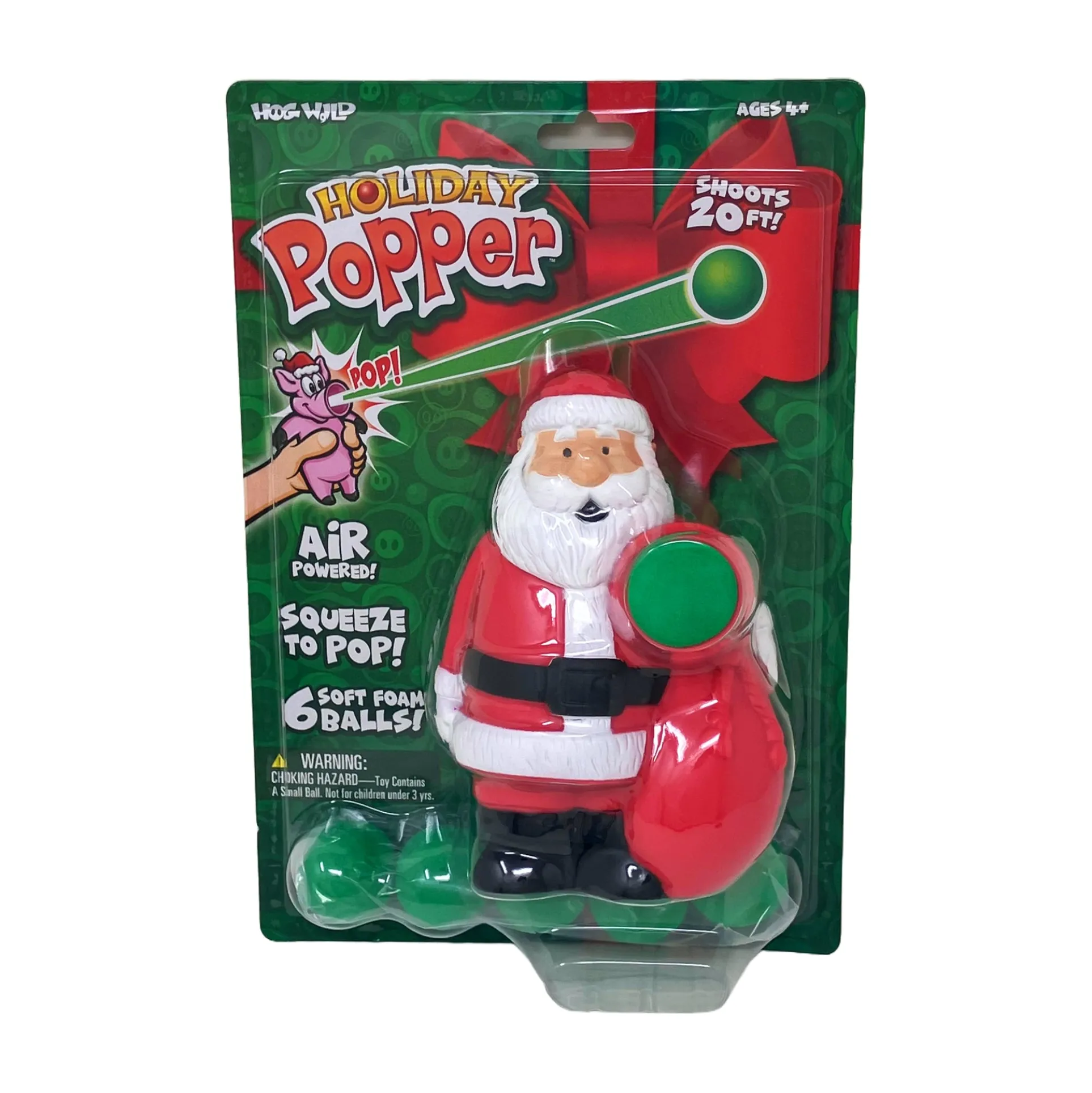 Hog Wild Santa Holiday Popper - Festive Foam Ball Launcher
