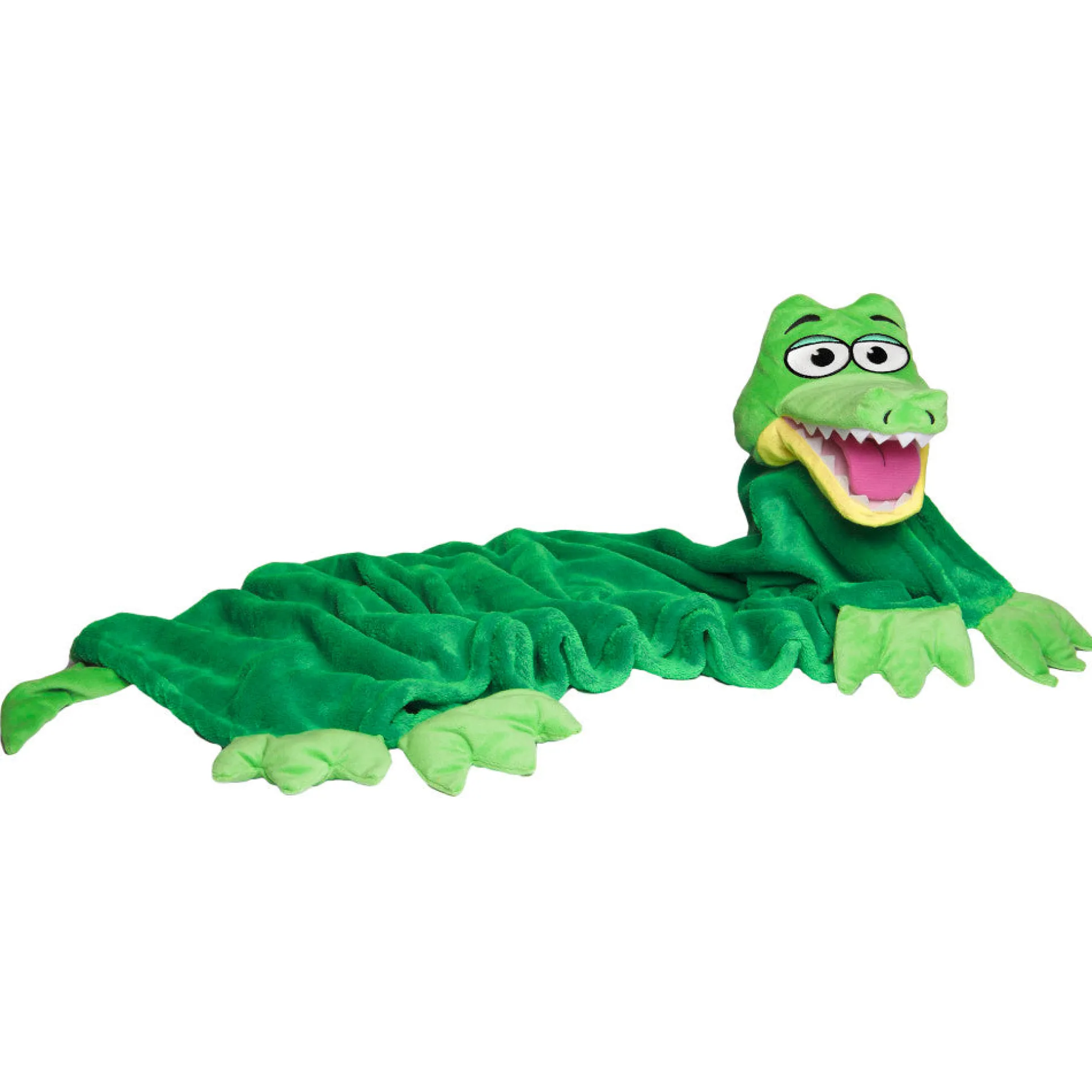 Cuddleuppets Gator - Green, 2-in-1 Plush Puppet & Blanket