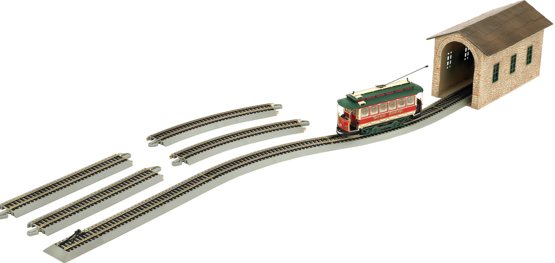 Bachmann Trains - Village Streetcar Christmas Auto Reversing Set - On30 Scale