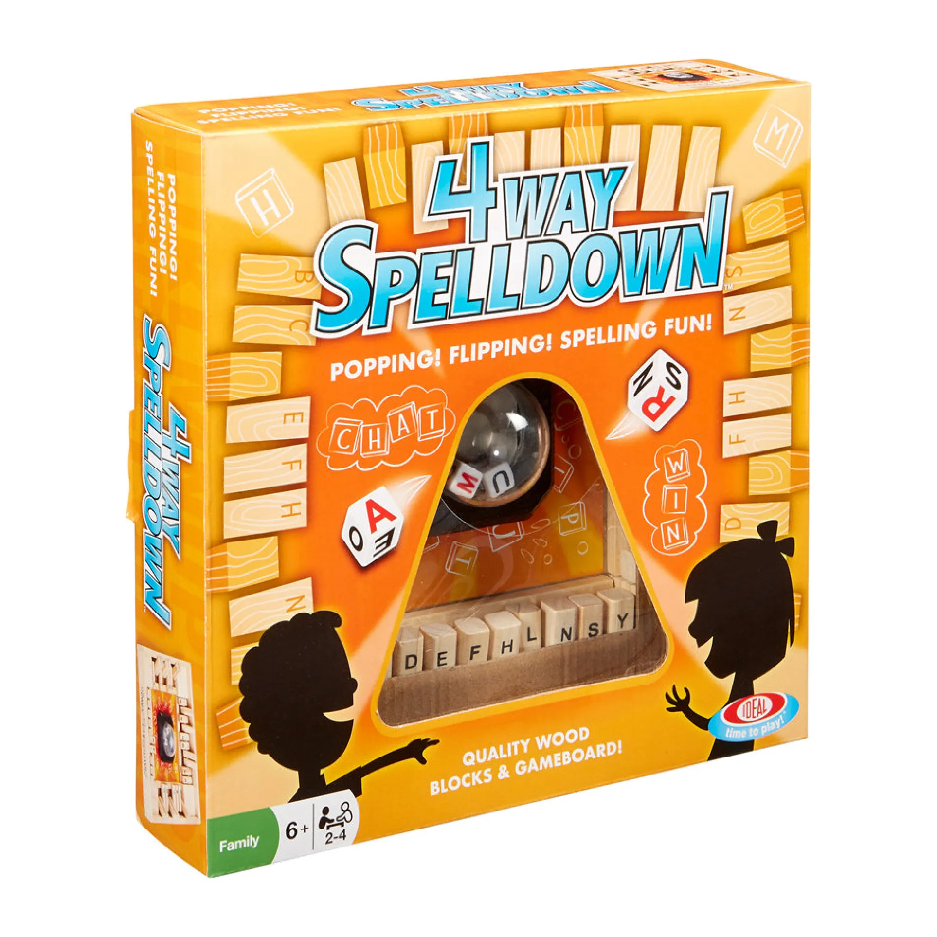 Ideal 4 Way Spelldown Wooden Board Game