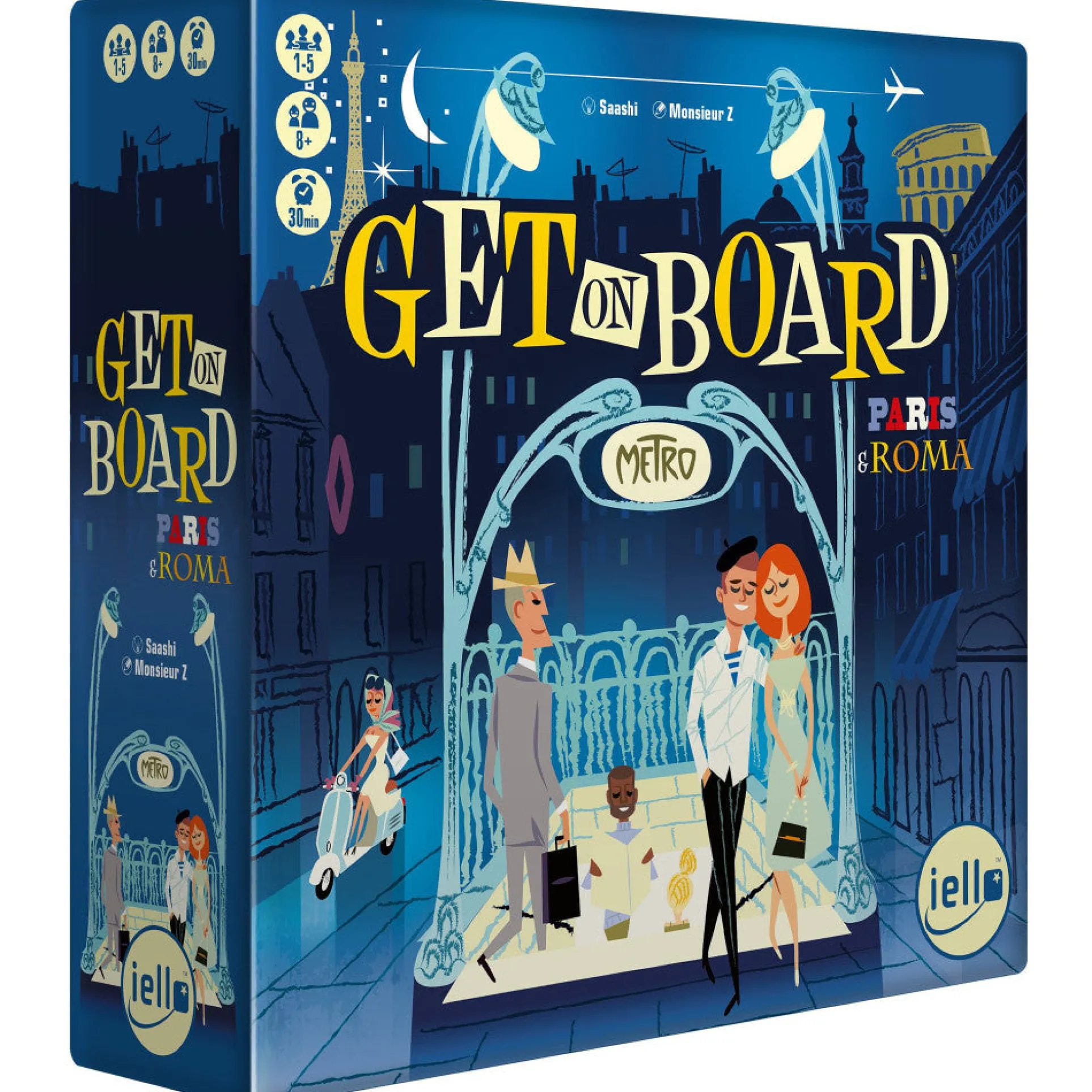 IELLO Get On Board: Paris & Rome Metro Line Strategy Board Game