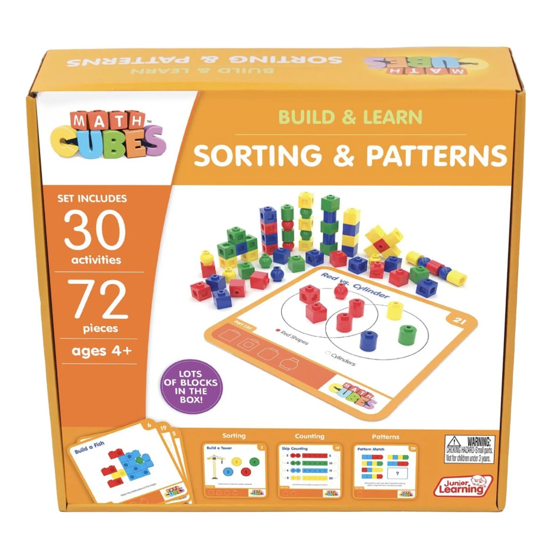 Junior Learning Mathcubes Set - Sorting & Patterns - 72 Pieces