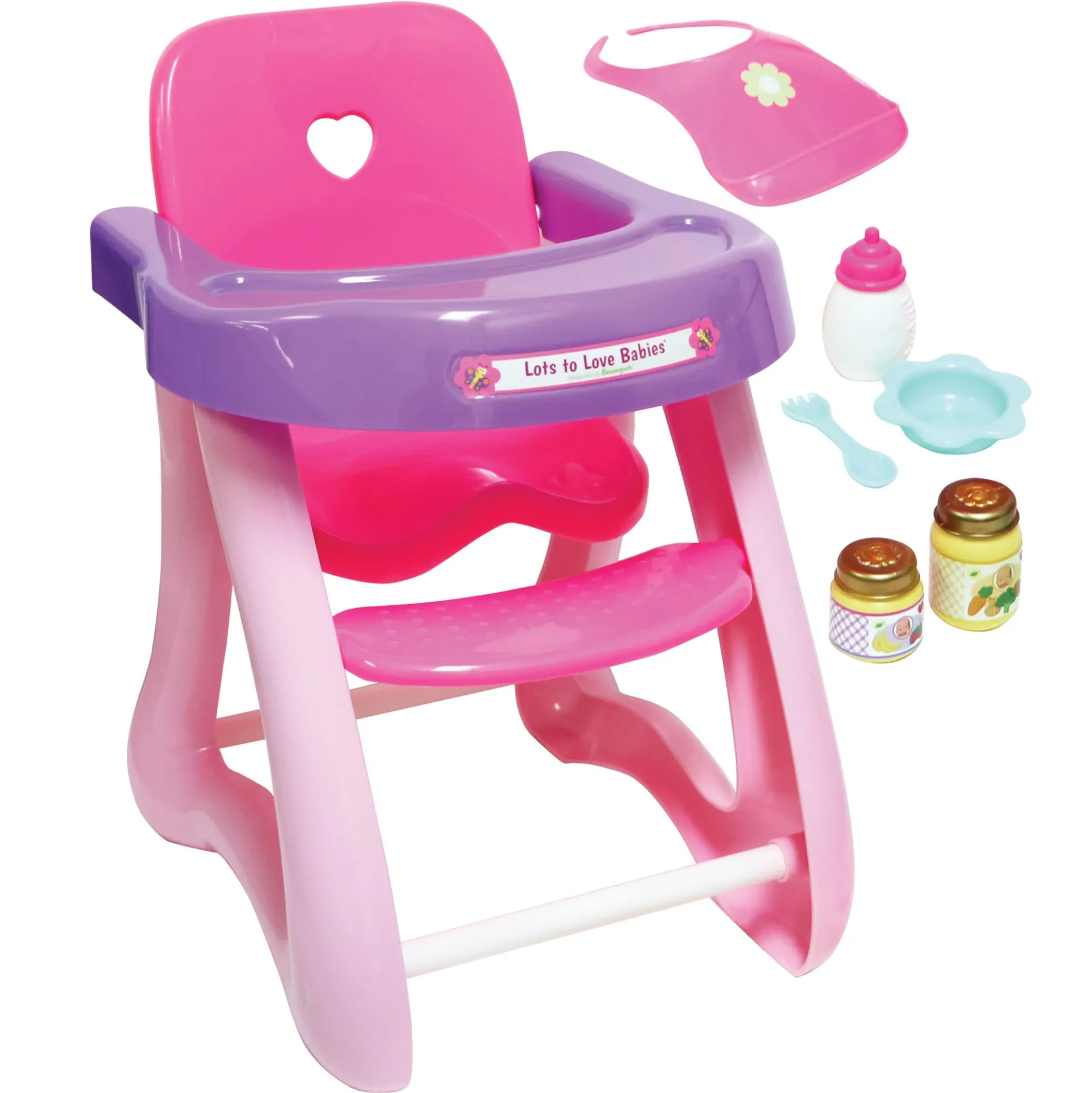 JC Toys For Keeps! Doll High Chair & Playset - Pink and Purple
