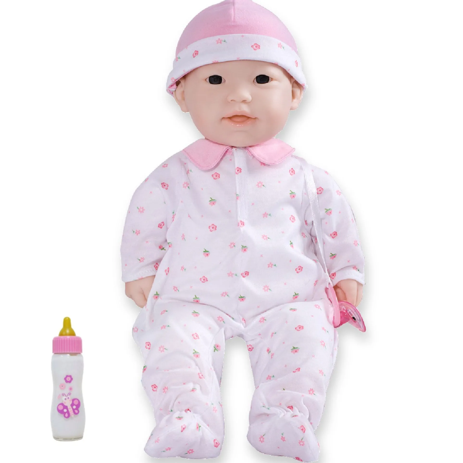 JC Toys La Baby Soft 16" Doll with Pink Sleeper and Pacifier
