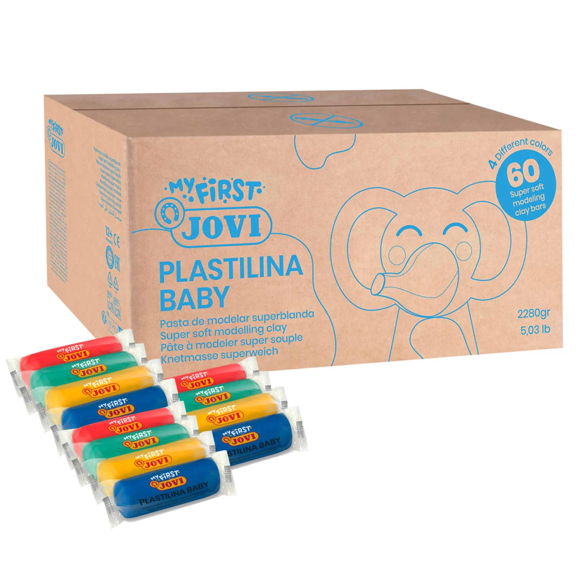 JOVI Baby School Multi-Color Plastilina Modeling Clay Set - 60 Bars