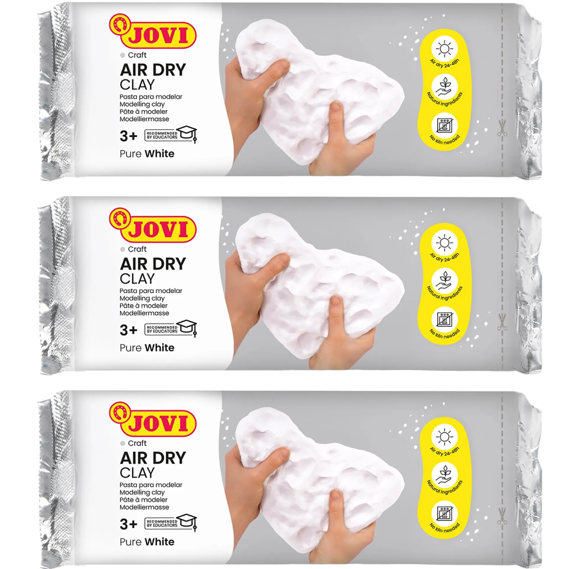 JOVI Natural Air Dry Clay Set - White, 1.1lb Each, Pack of 3