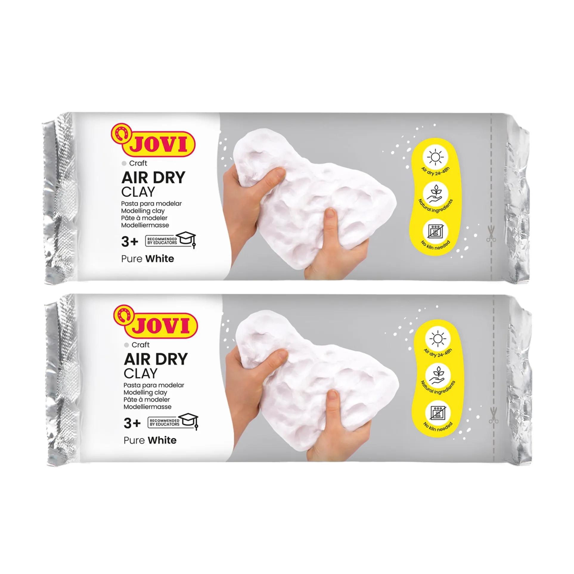 JOVI No-Bake Craft Air Dry Clay, White, 2.2lb Bar, 2-Pack