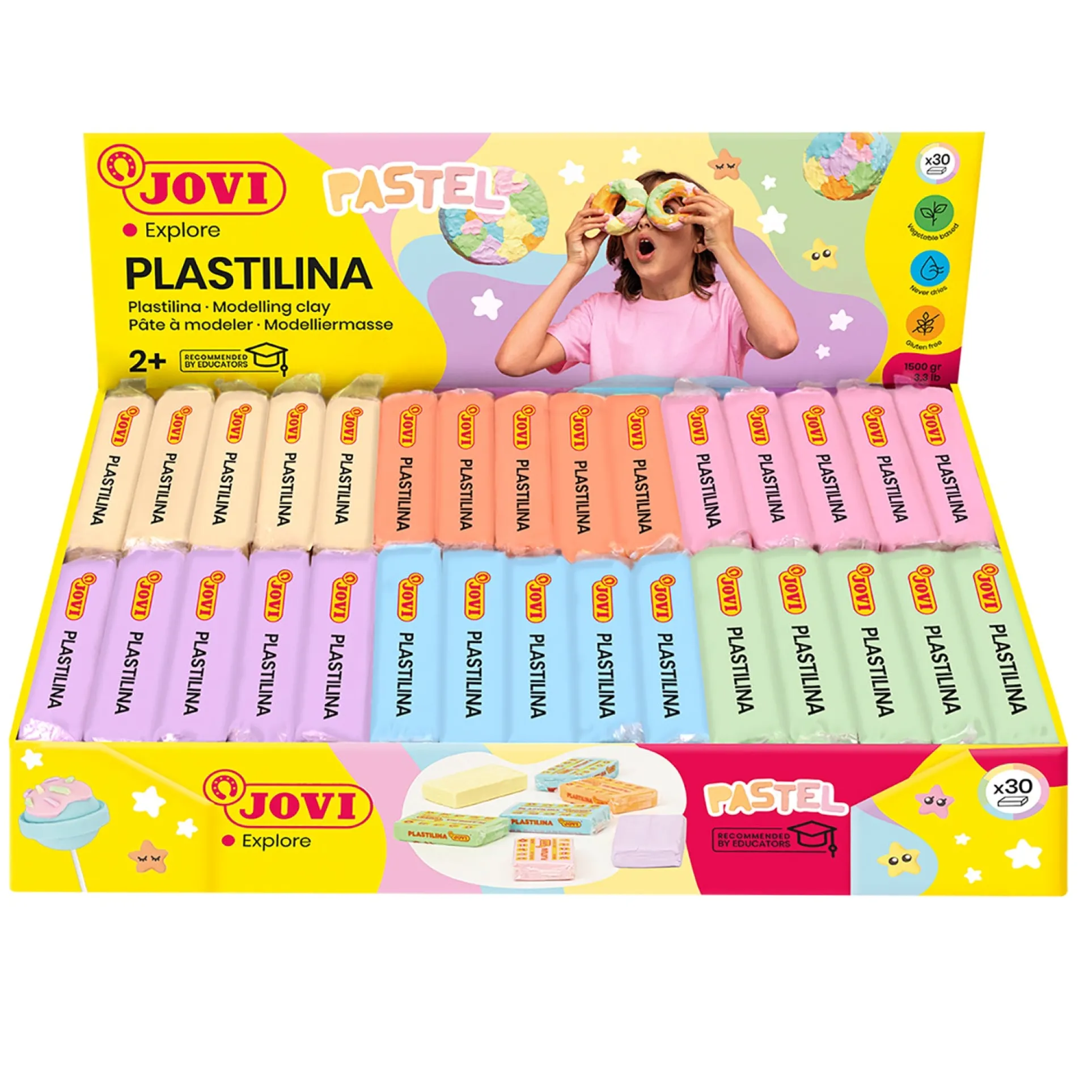 JOVI Pastel Plastilina Modeling Clay - 30 Bars Assortment