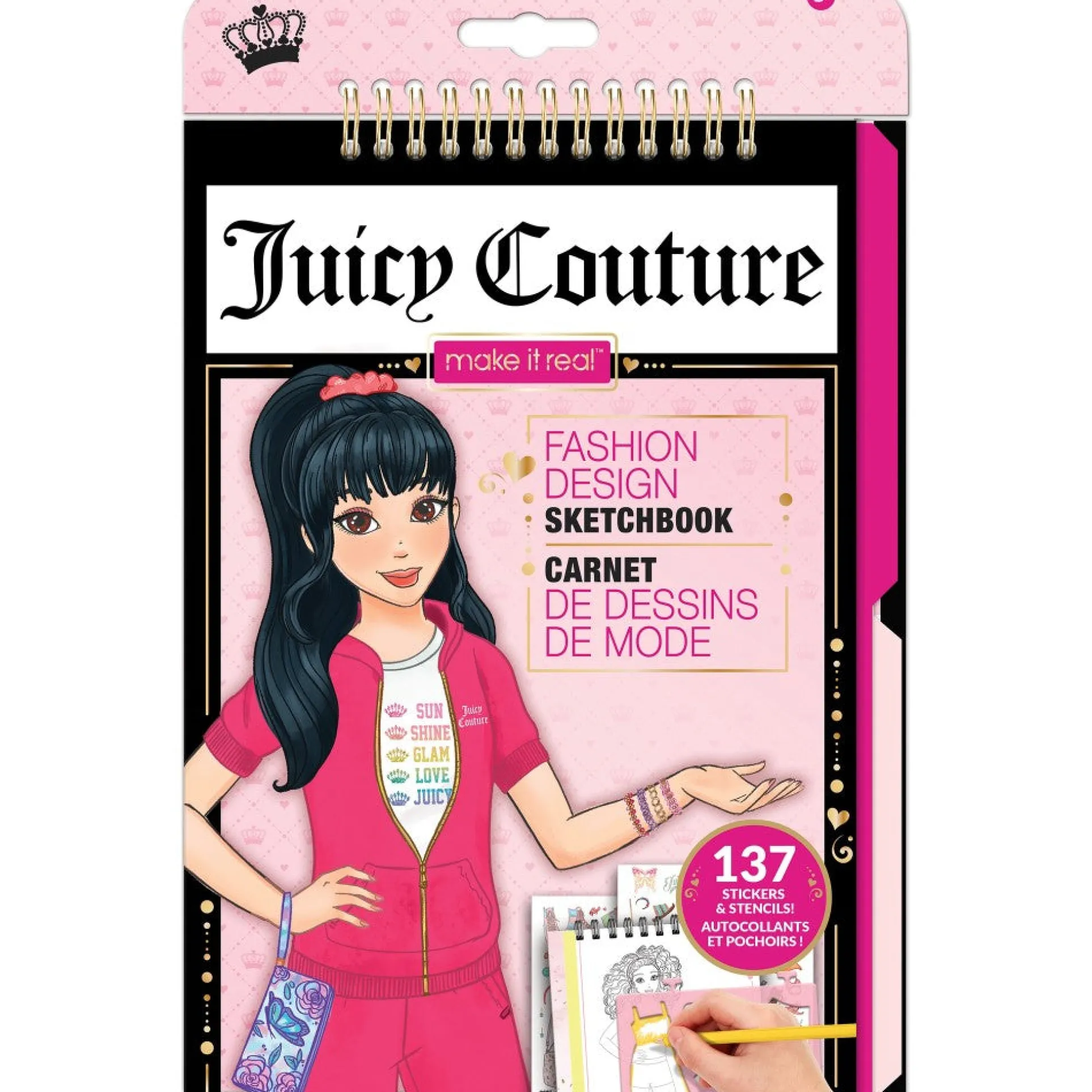 Juicy Couture Glam Fashion Design Sketchbook Kit - Creative Set for Kids