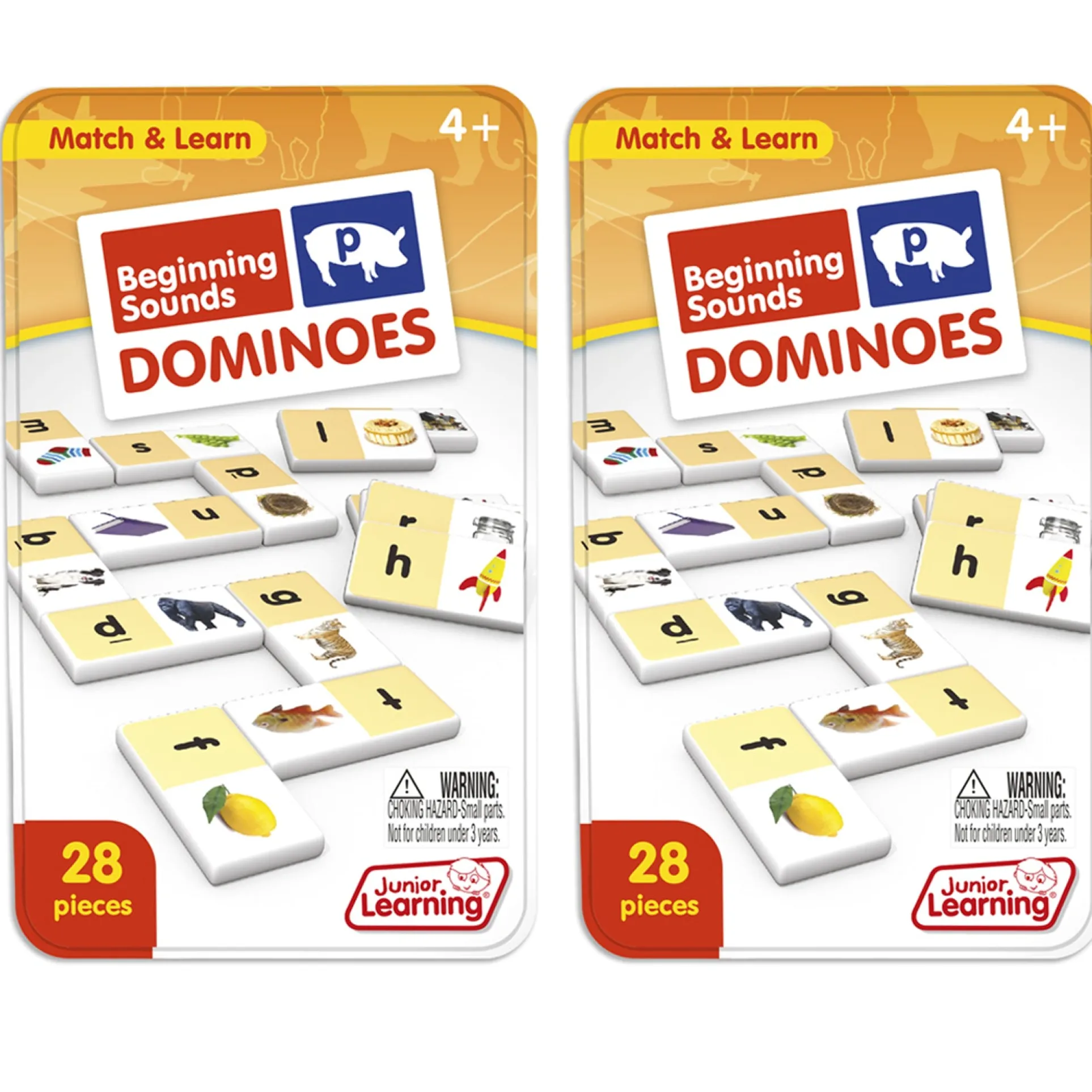 Junior Learning Beginning Sounds Dominoes - Vibrant Learning Game - 2 Sets