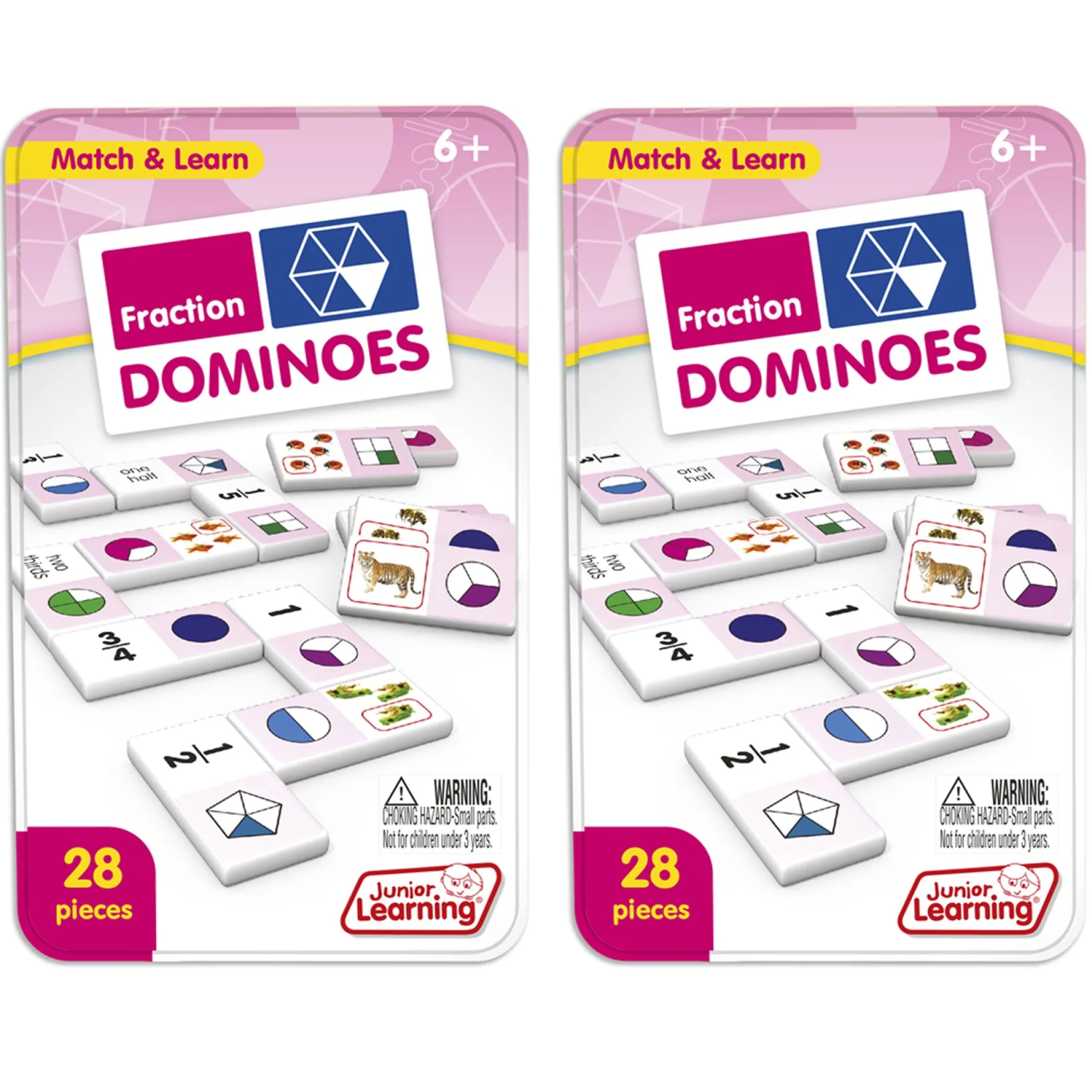 Junior Learning Fraction Dominoes - Educational Math Game - 28 Pieces