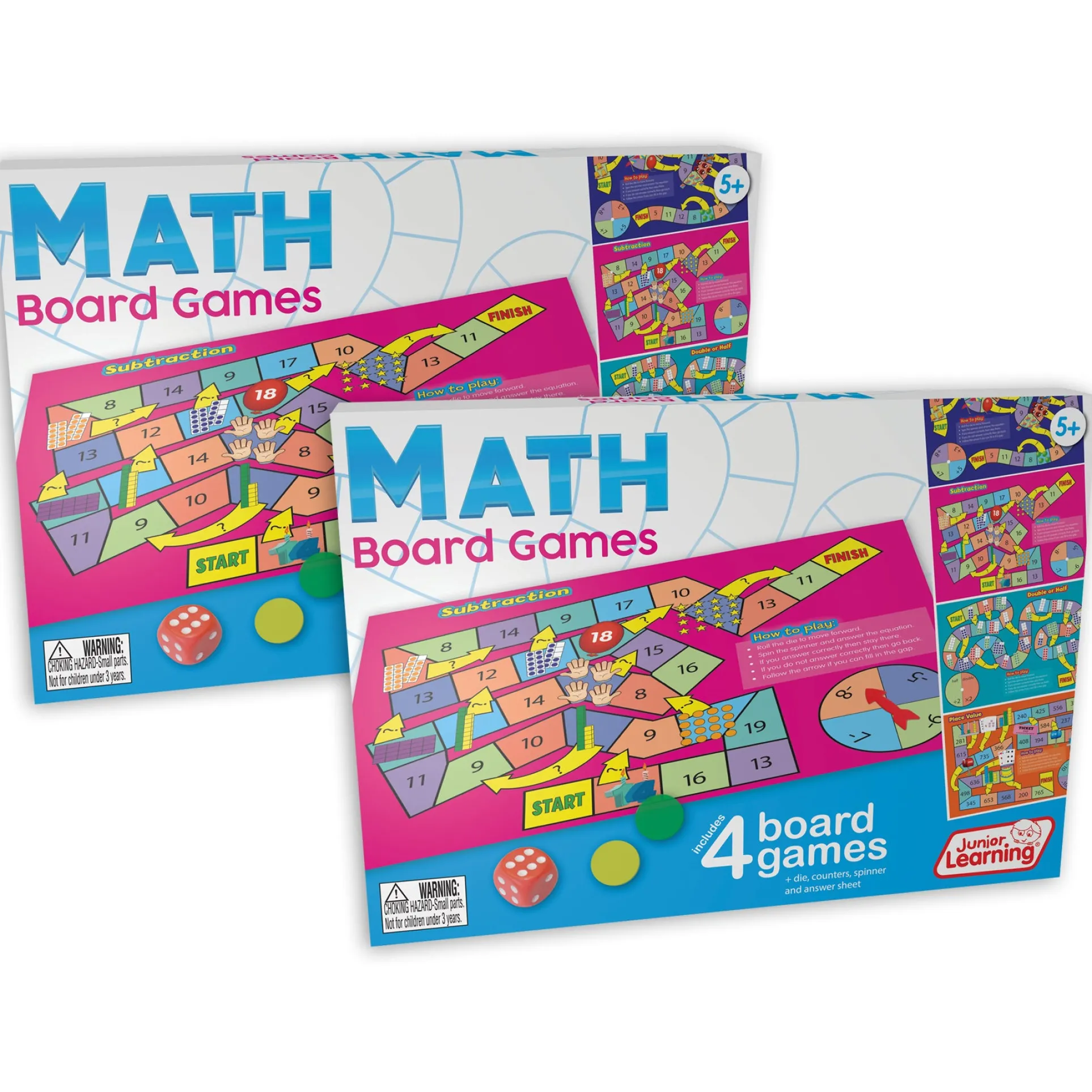Junior Learning Math Board Games - Addition & Subtraction Adventure Pack of 2