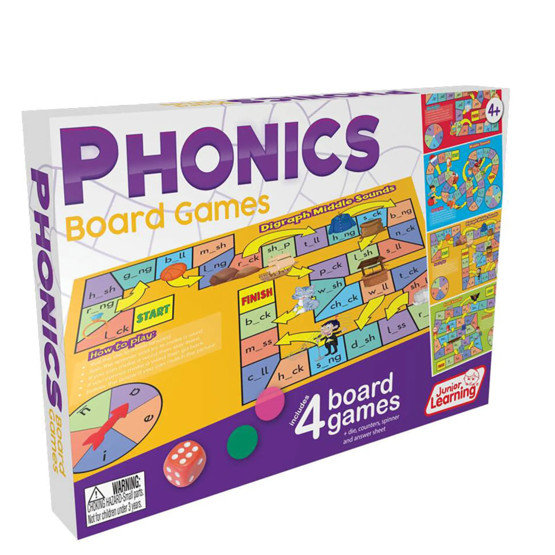 Junior Learning Phonics Board Games - Educational Spelling Mnemonics