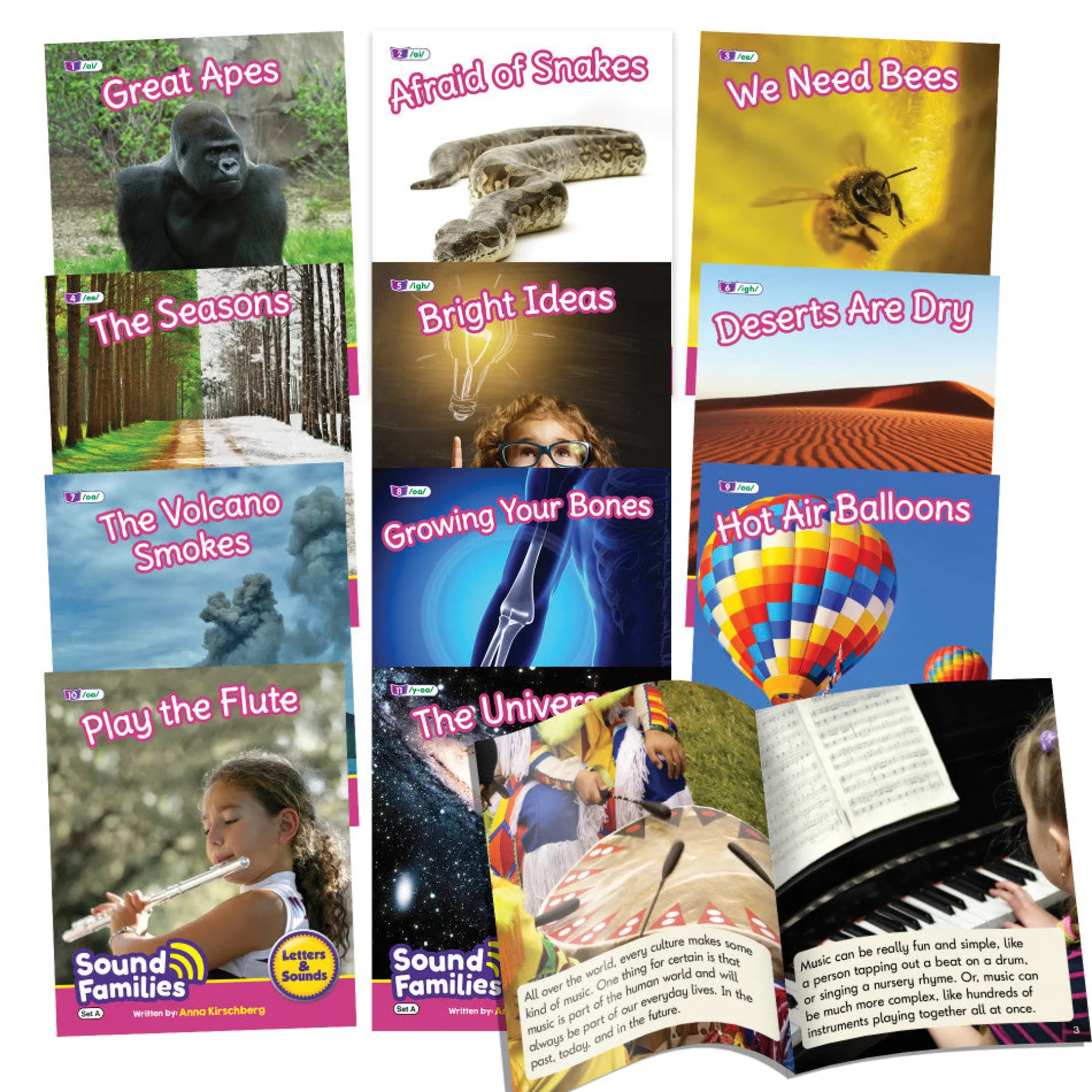 Junior Learning 12-Piece Decodable Readers Set - Long Vowels Non-Fiction