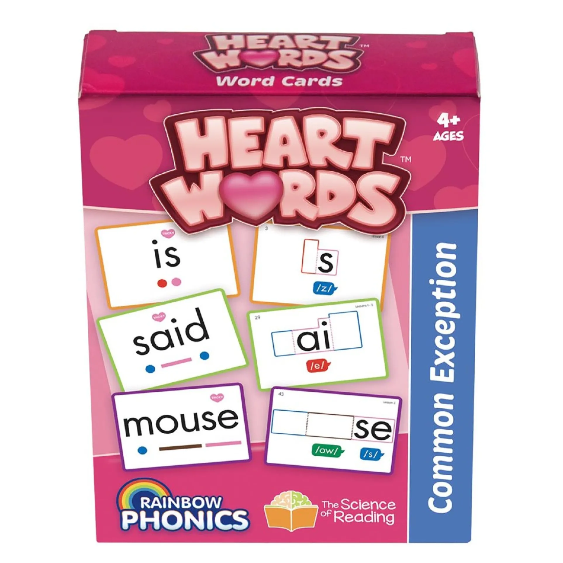 Junior Learning Rainbow Phonics Heart Words - 93 Educational Word Cards