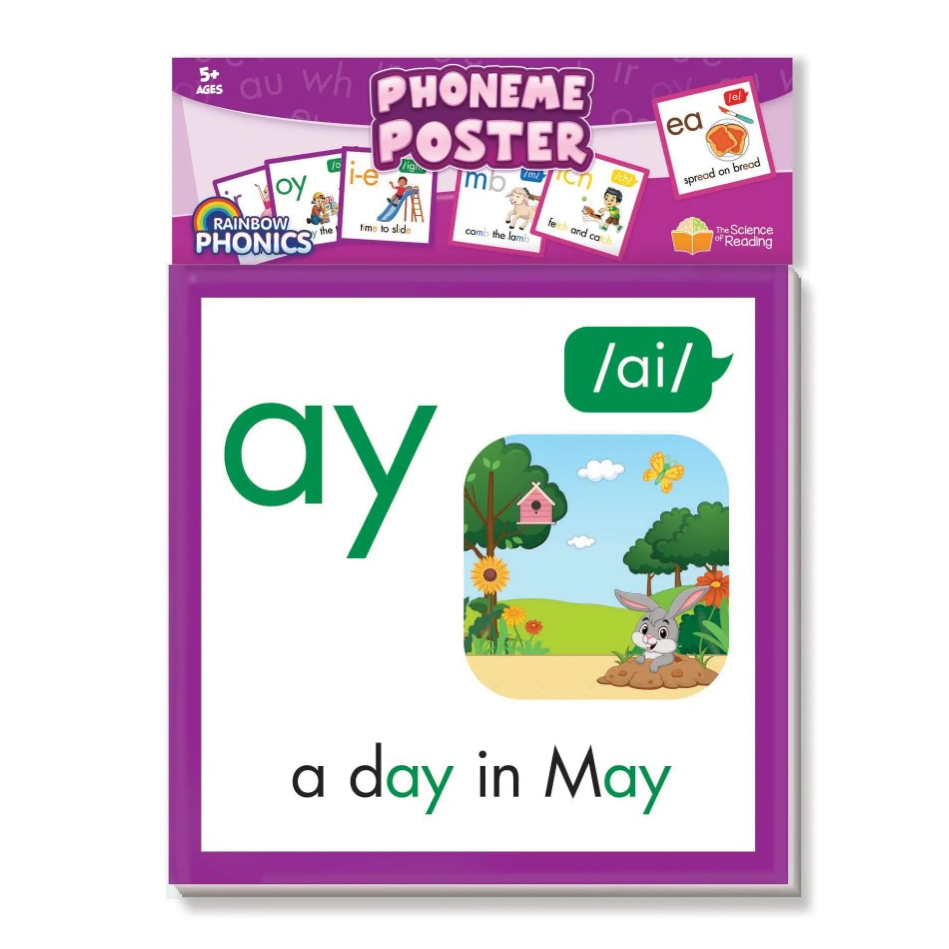 Junior Learning Rainbow Phonics Phoneme Poster - Educational Tool for Kids Ages 4+