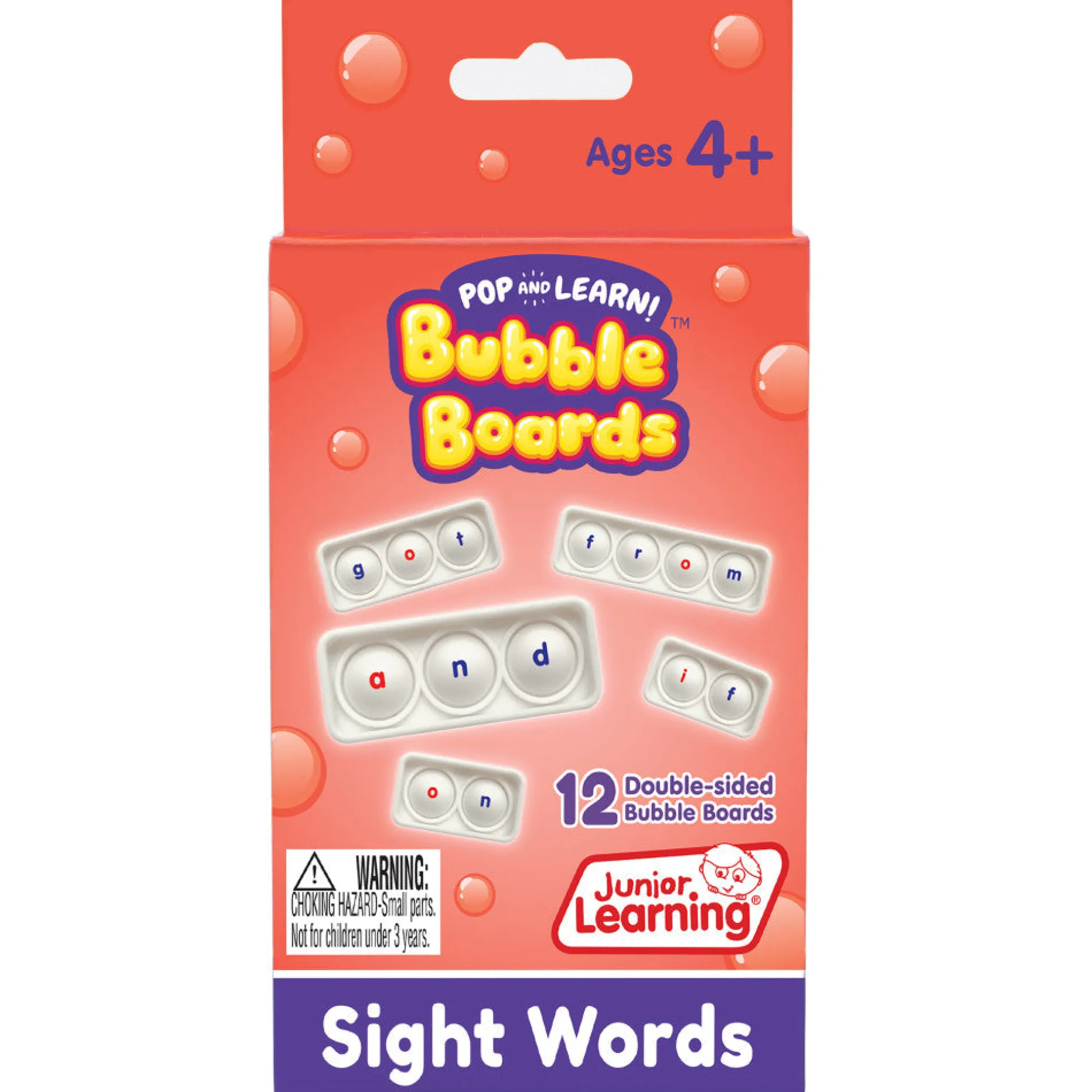 Junior Learning Sight Word Bubble Boards - Interactive Pop and Learn Game
