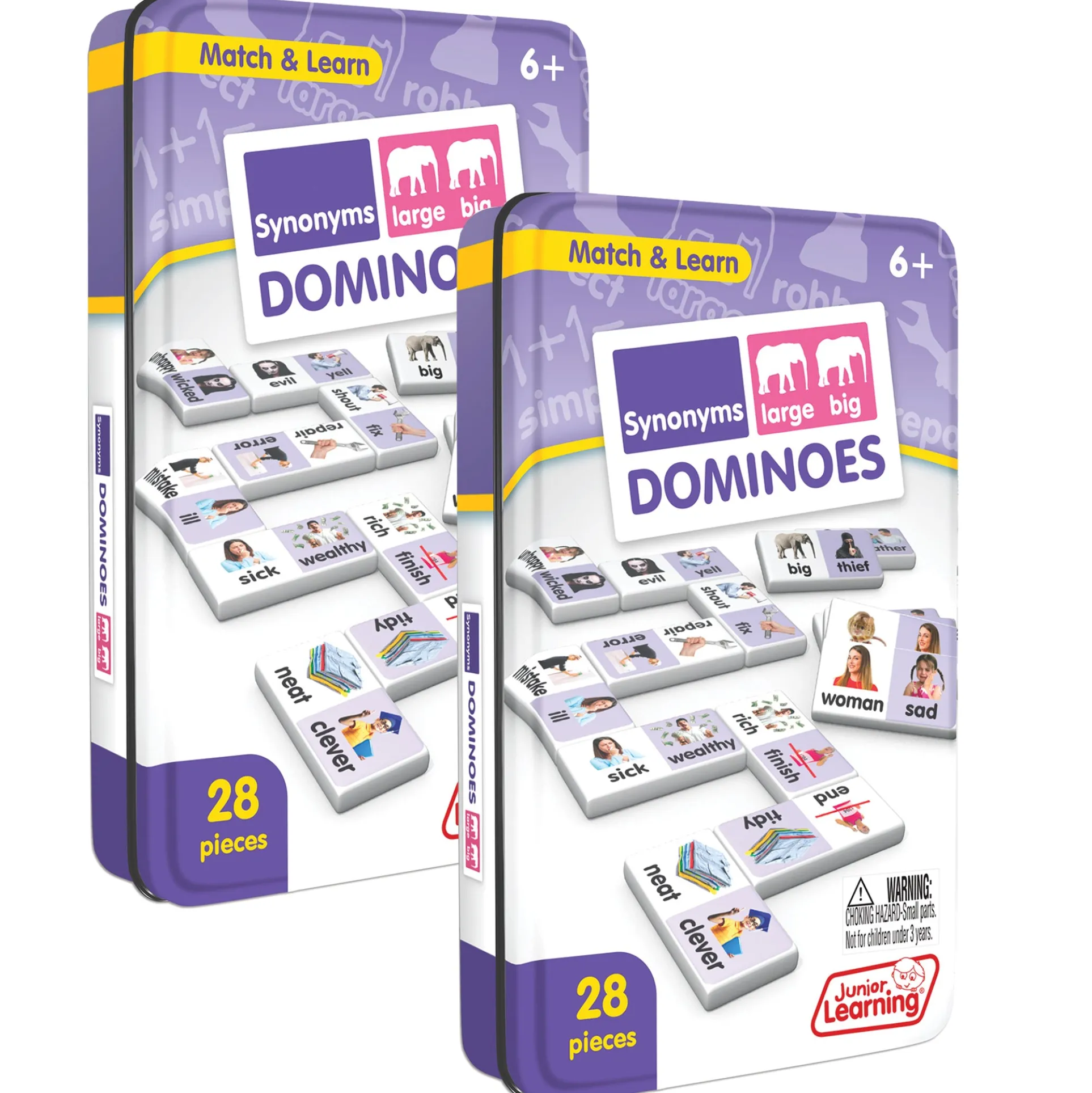 Junior Learning Synonyms Match & Learn Dominoes - Educational Toy Set - Pack of 2